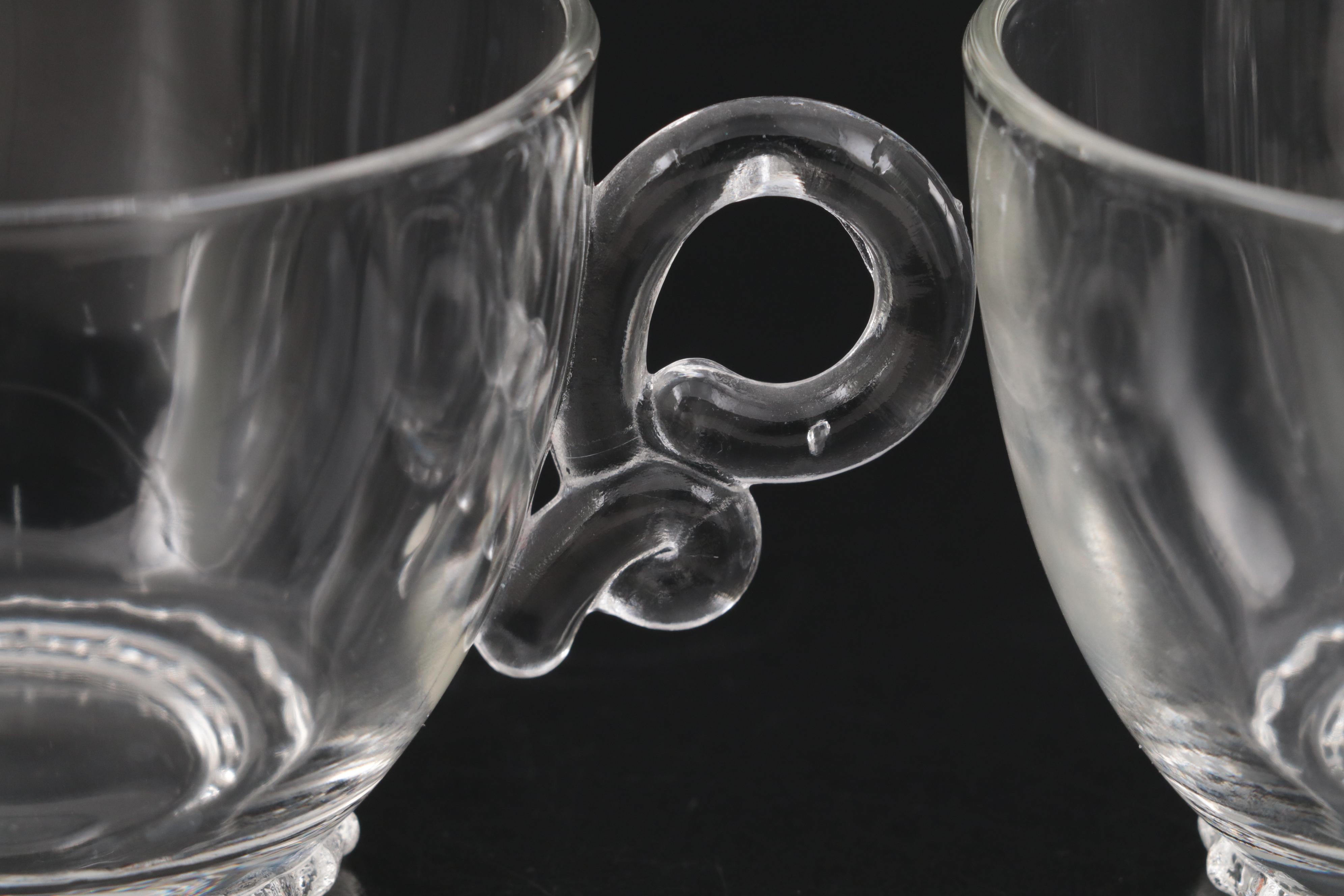 Heisey "Lariat" Blown Glass Punch Bowl and Ladle with Cups, circa 1948