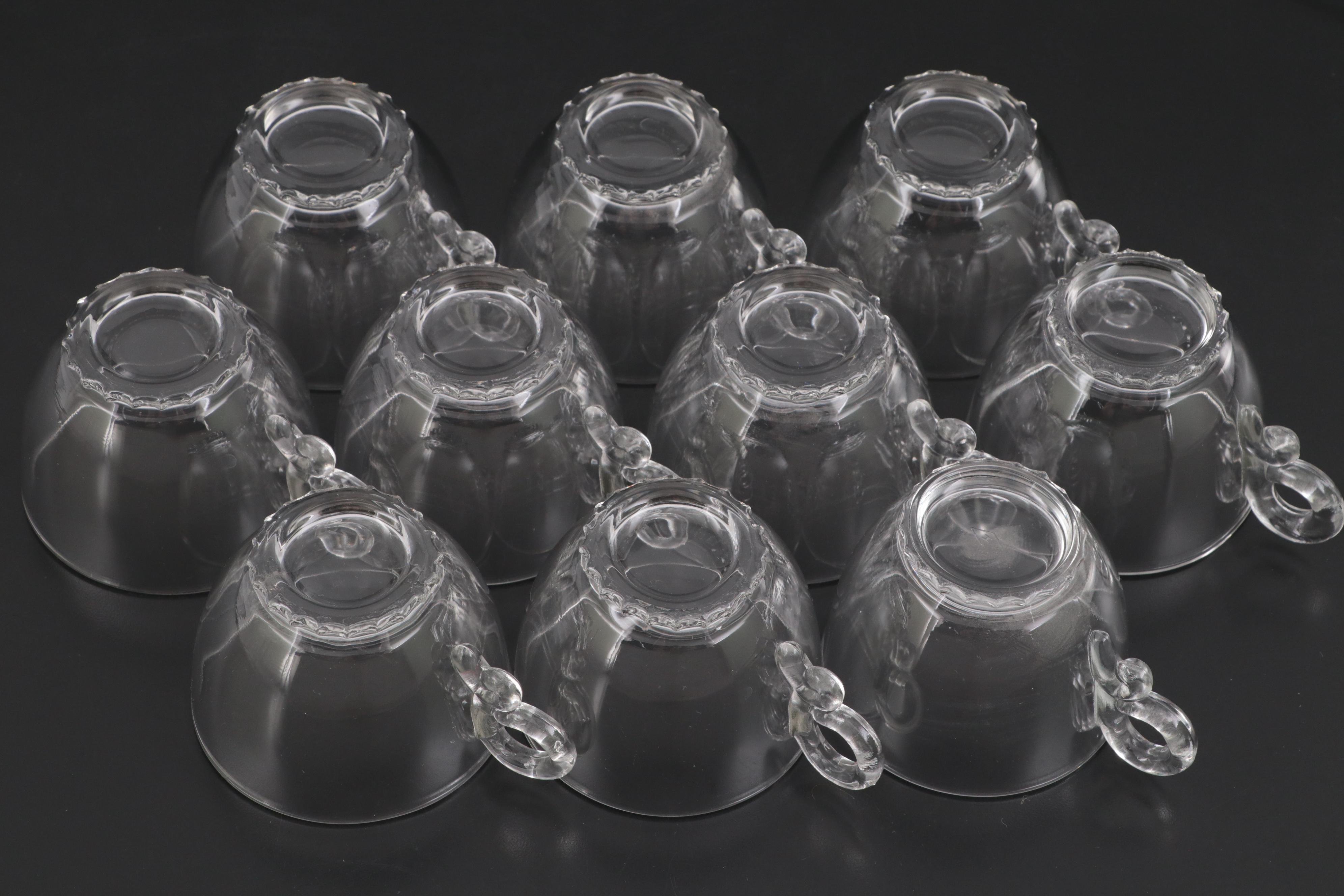 Heisey "Lariat" Blown Glass Punch Bowl and Ladle with Cups, circa 1948