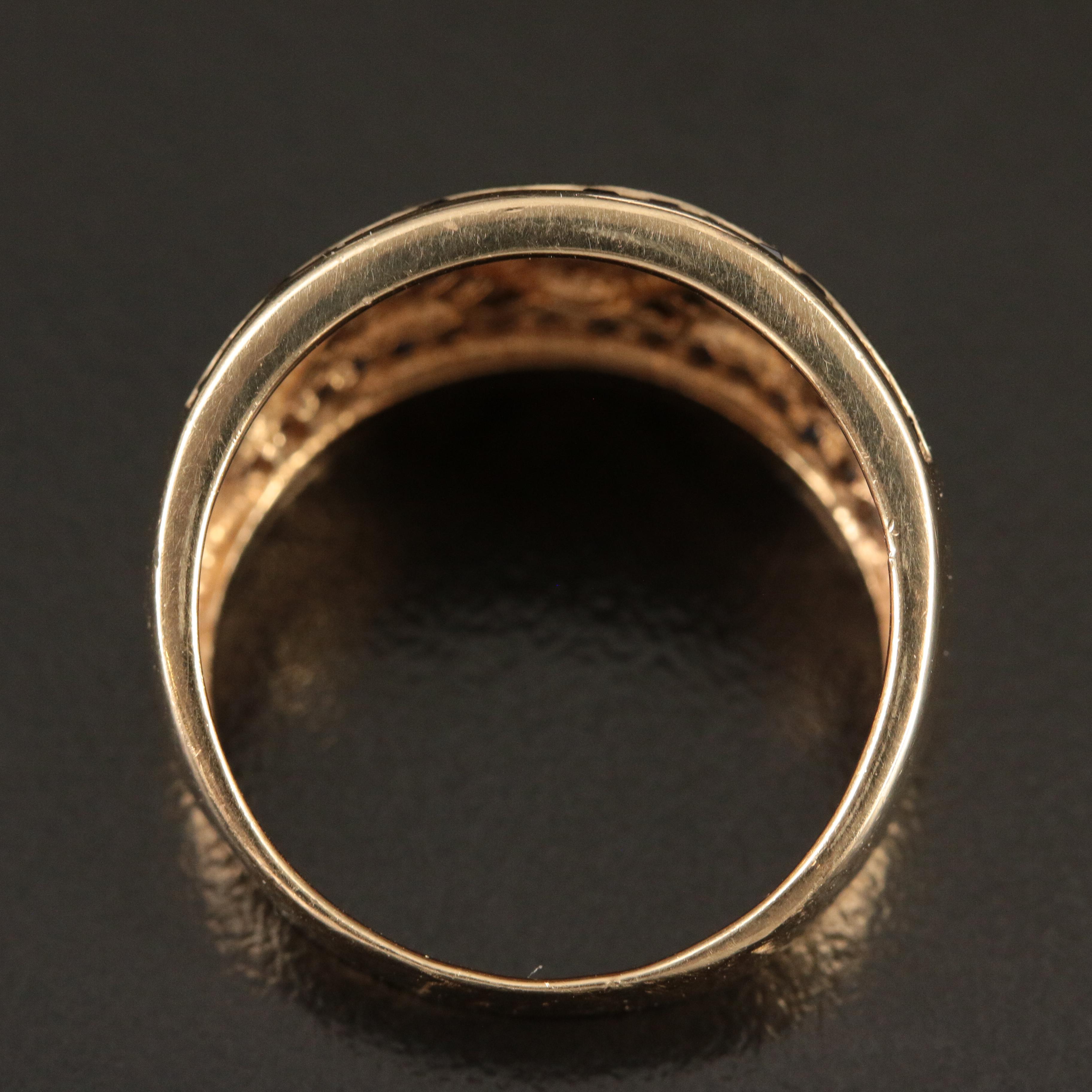 10K Diamond and Sapphire Chevron Patterned Band