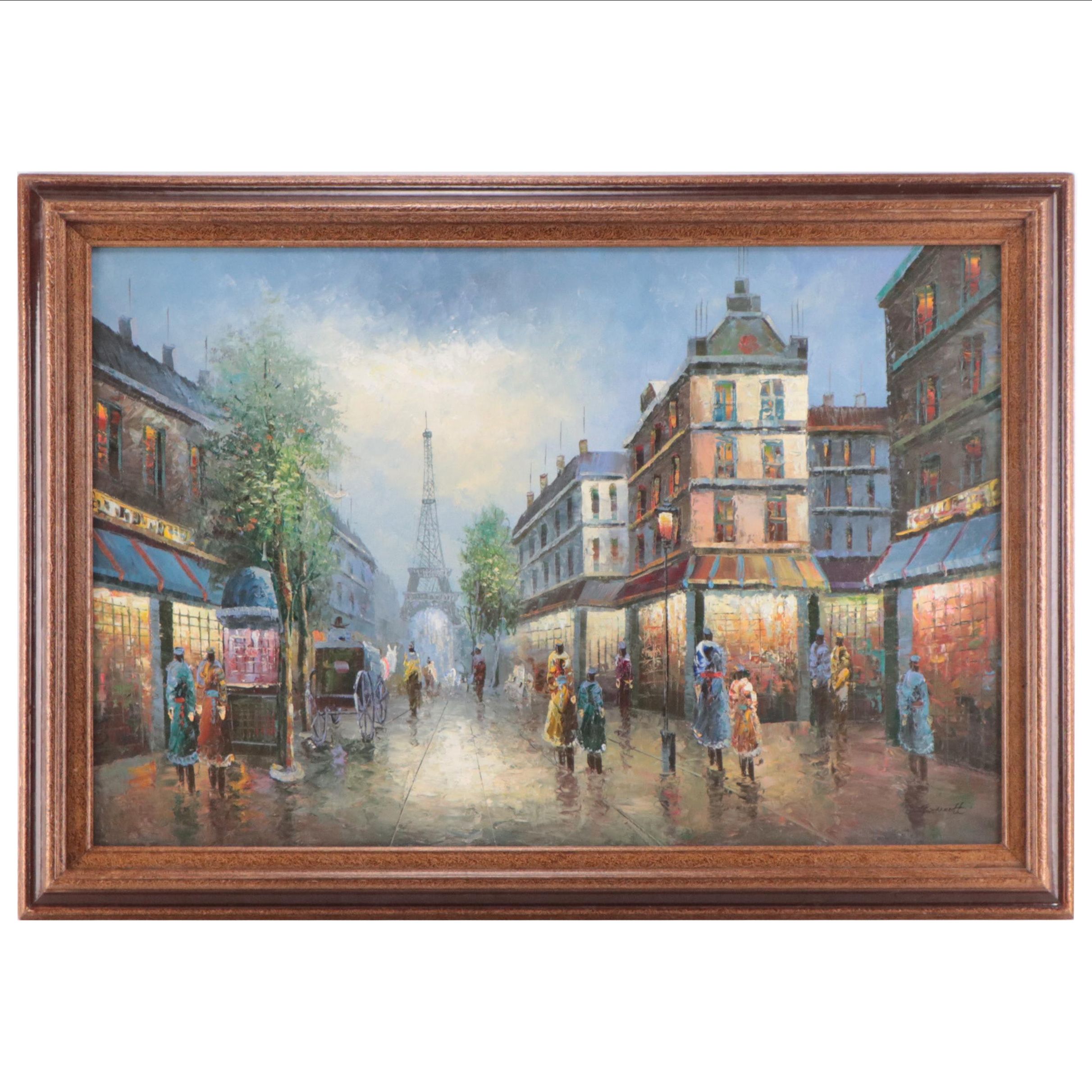 Oil Painting of Paris Street Scene