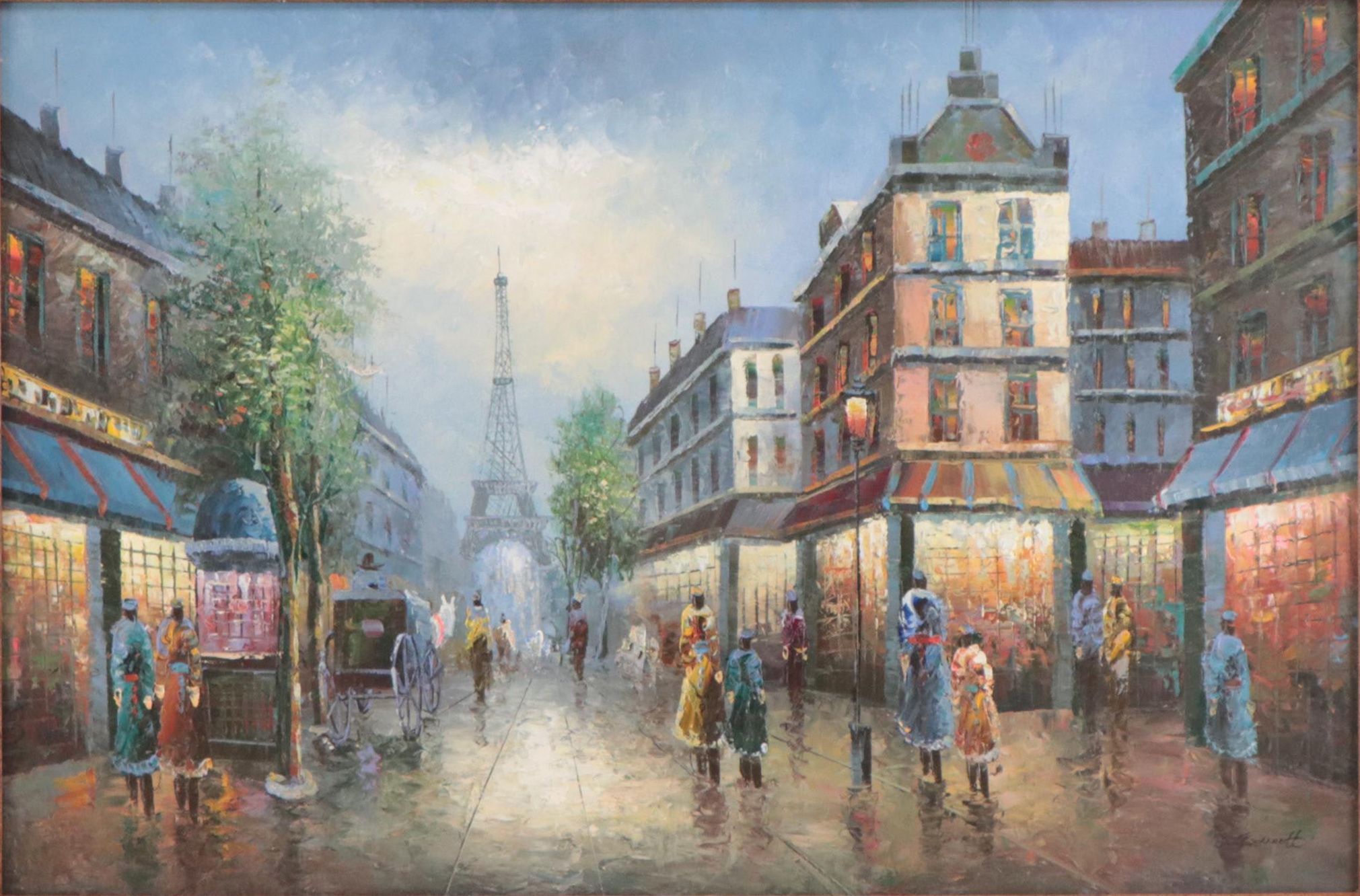 Oil Painting of Paris Street Scene