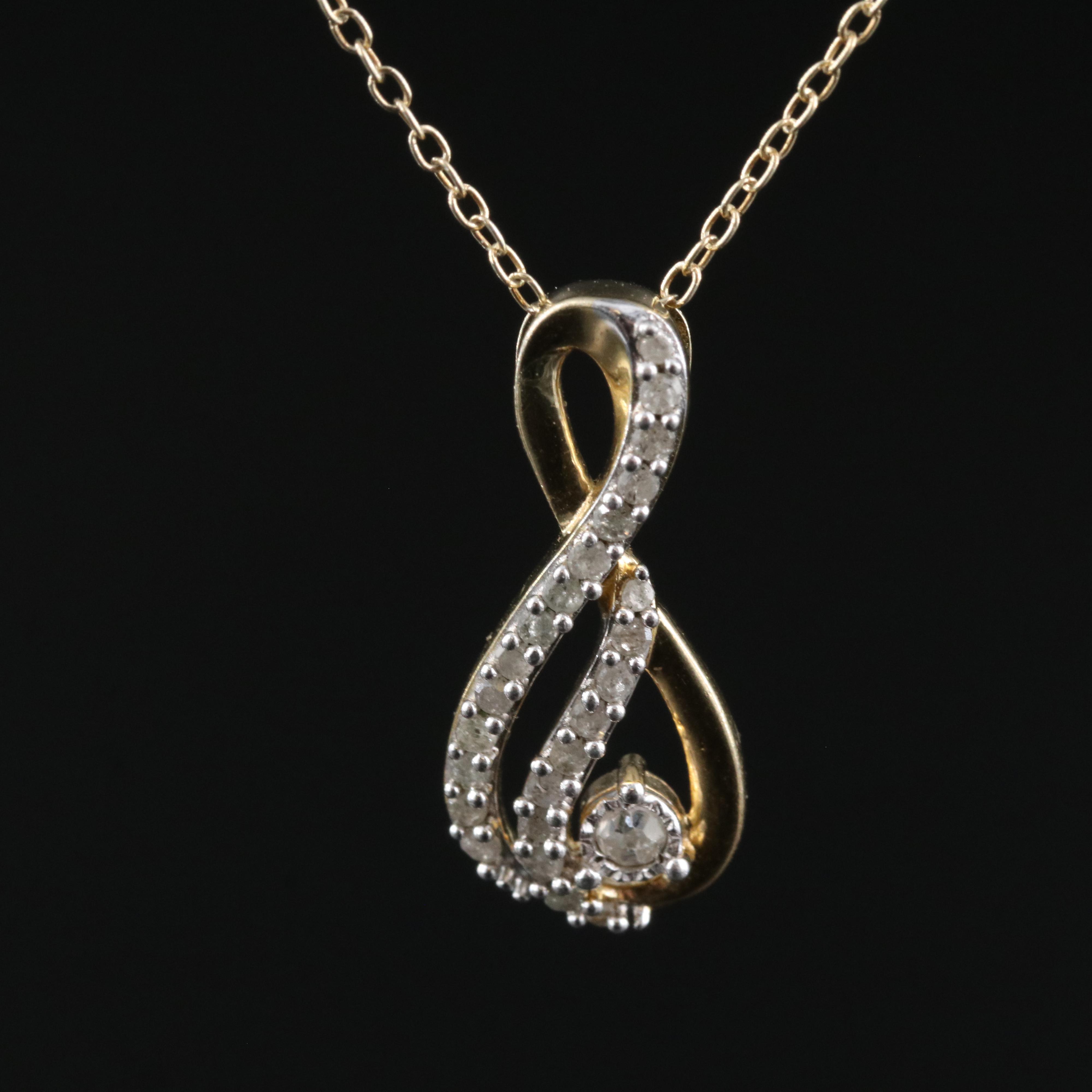 Sterling Diamond Infinity Pendant Necklace