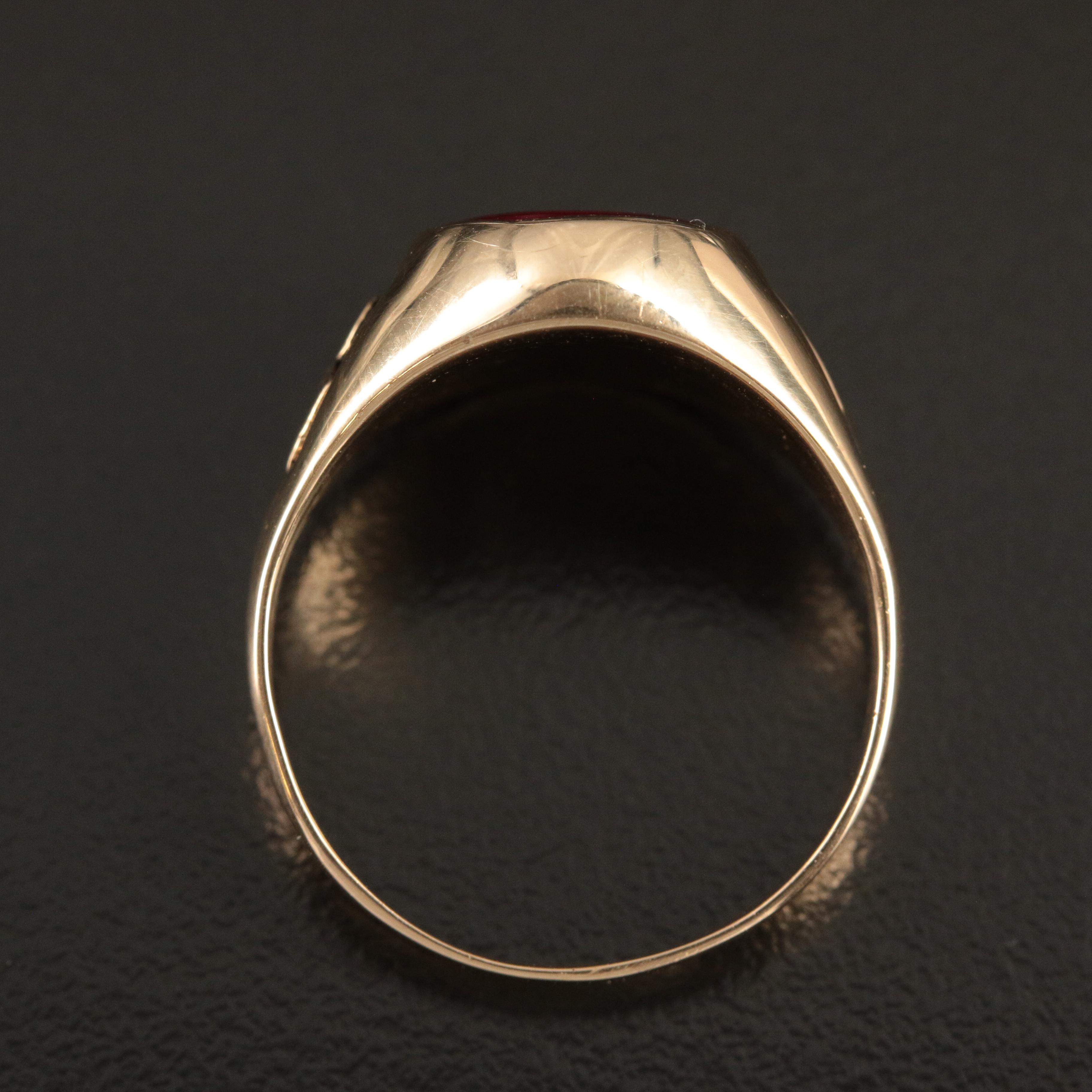 14K Ruby and Enamel Masonic Ring