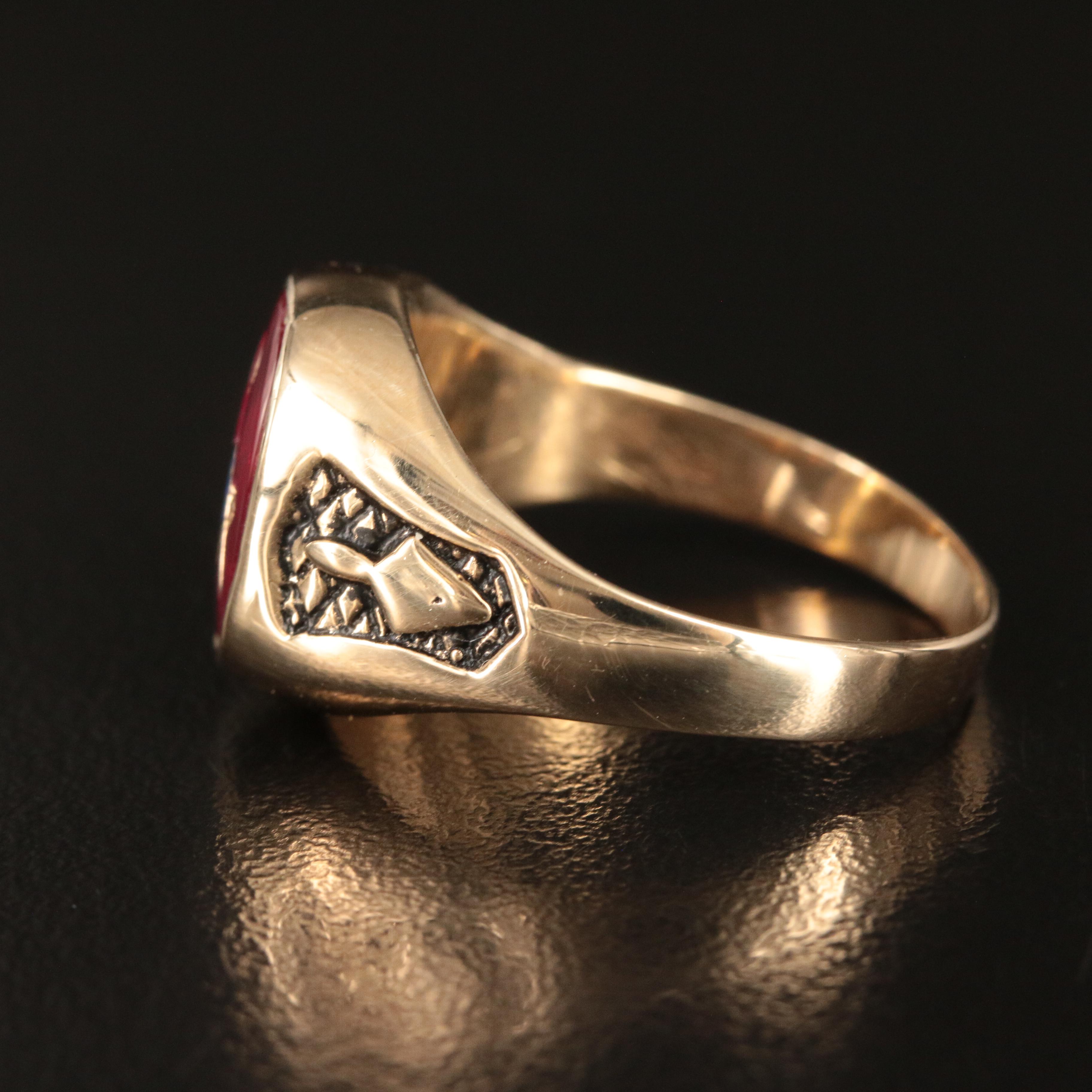 14K Ruby and Enamel Masonic Ring