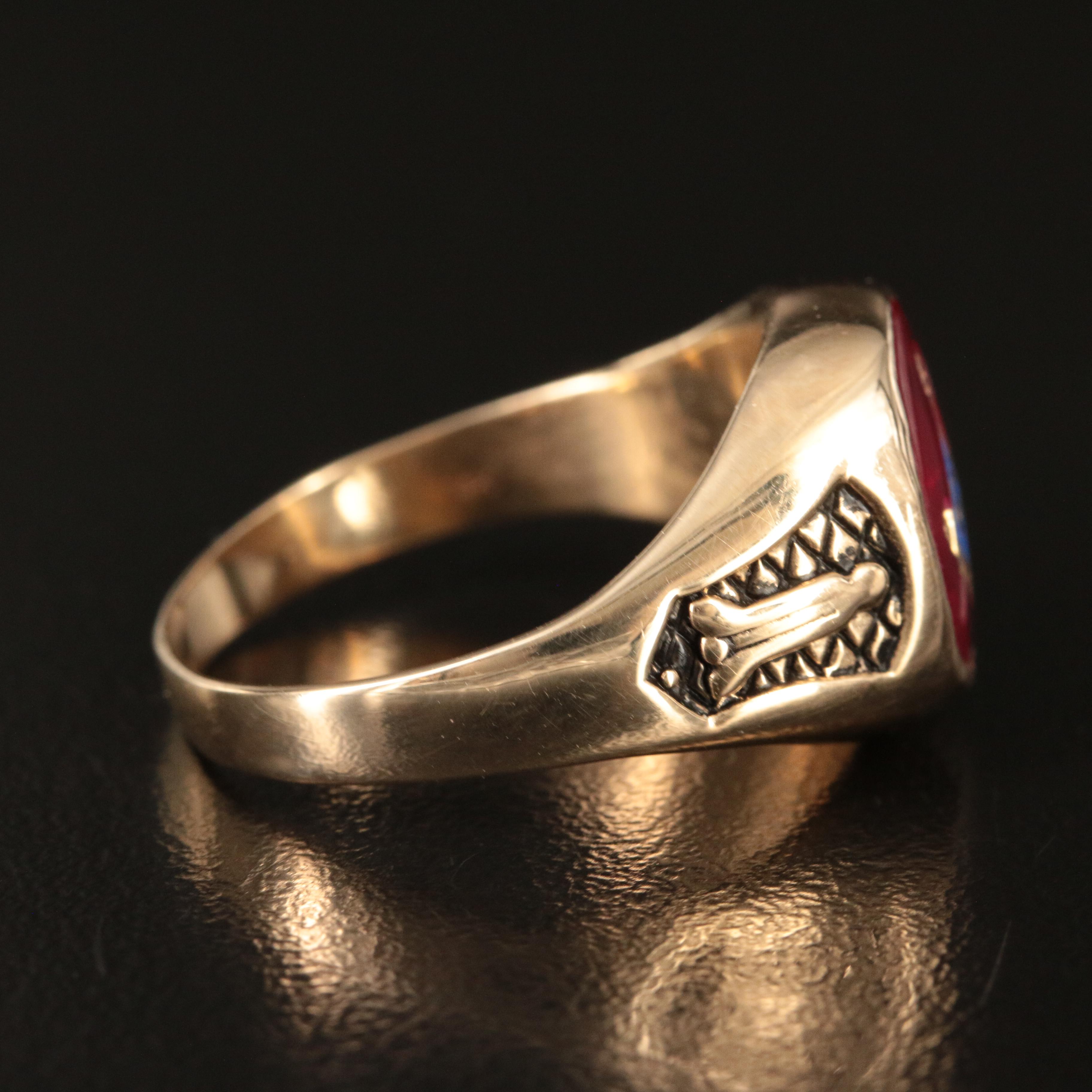 14K Ruby and Enamel Masonic Ring