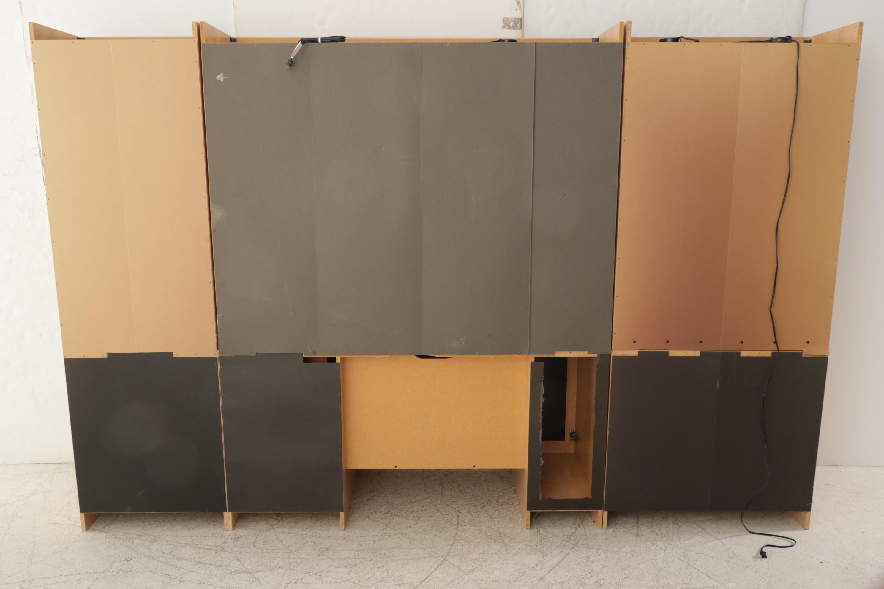 Contemporary Wood-Grained Laminate Illuminated Desk System