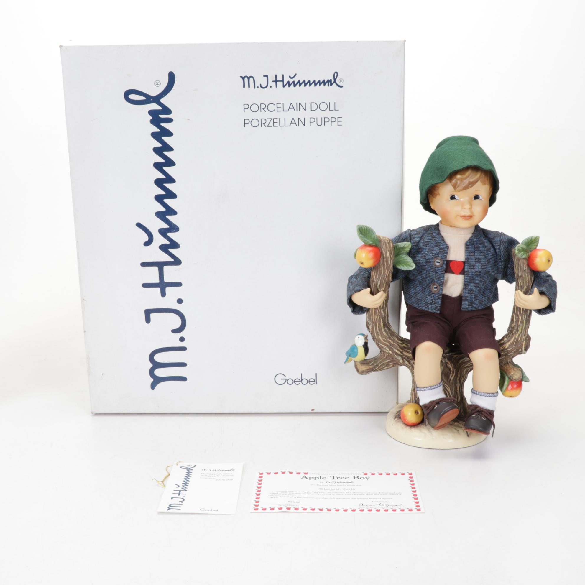 Goebel "Apple Tree Boy" and "Apple Tree Girl" Porcelain Hummel Dolls