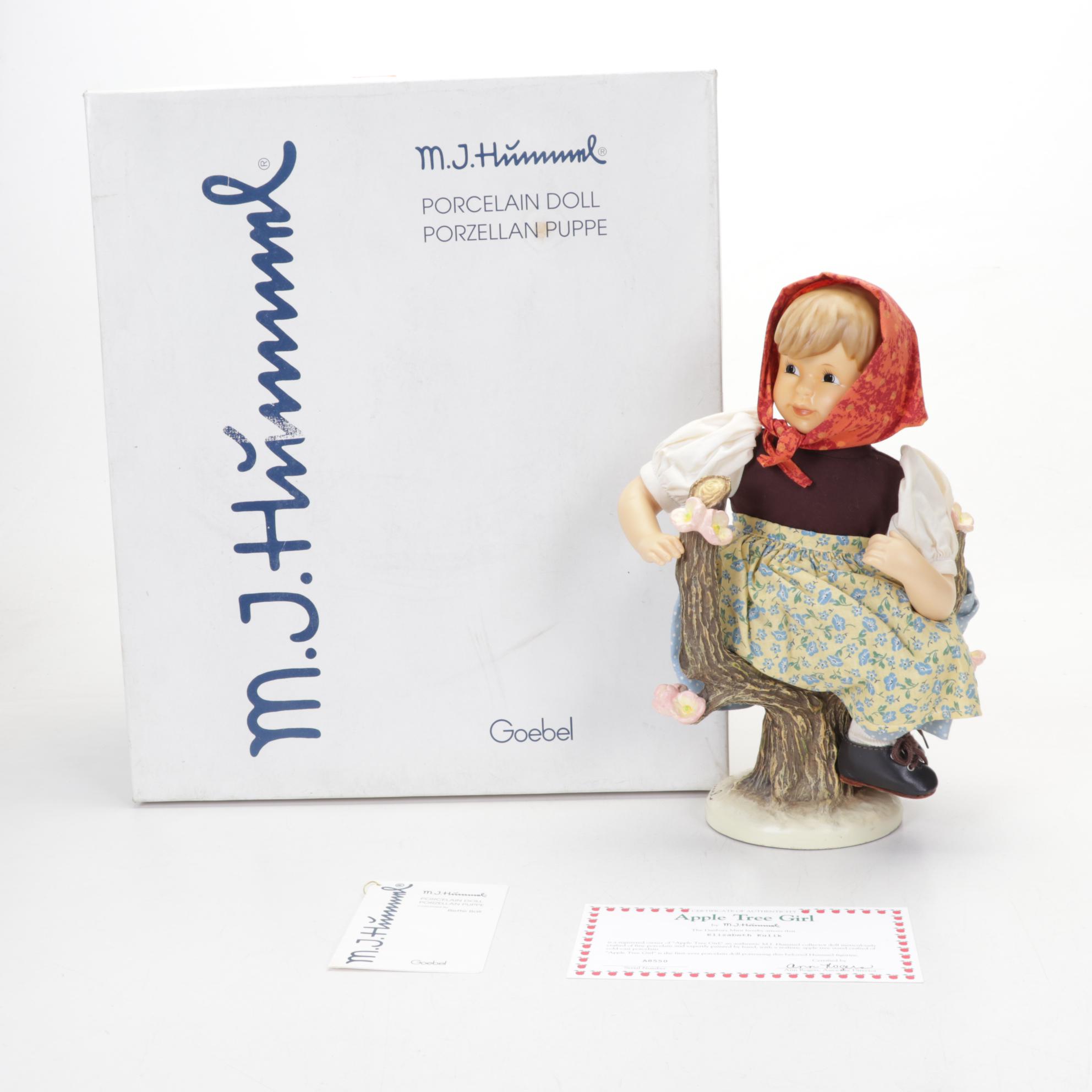 Goebel "Apple Tree Boy" and "Apple Tree Girl" Porcelain Hummel Dolls