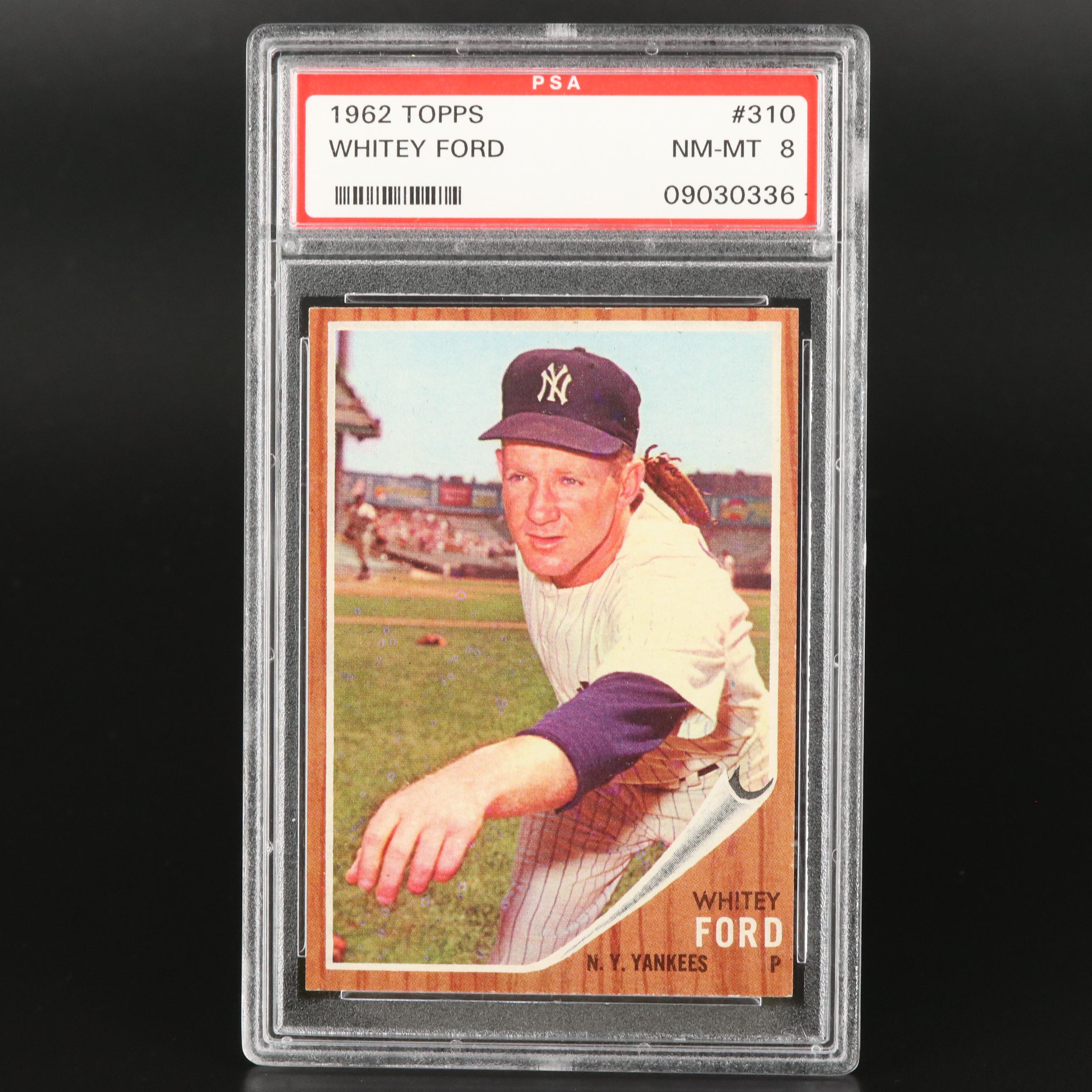 1962 Topps Whitey Ford New York Yankees #310 Graded PSA NM-MT 8 Baseball Card