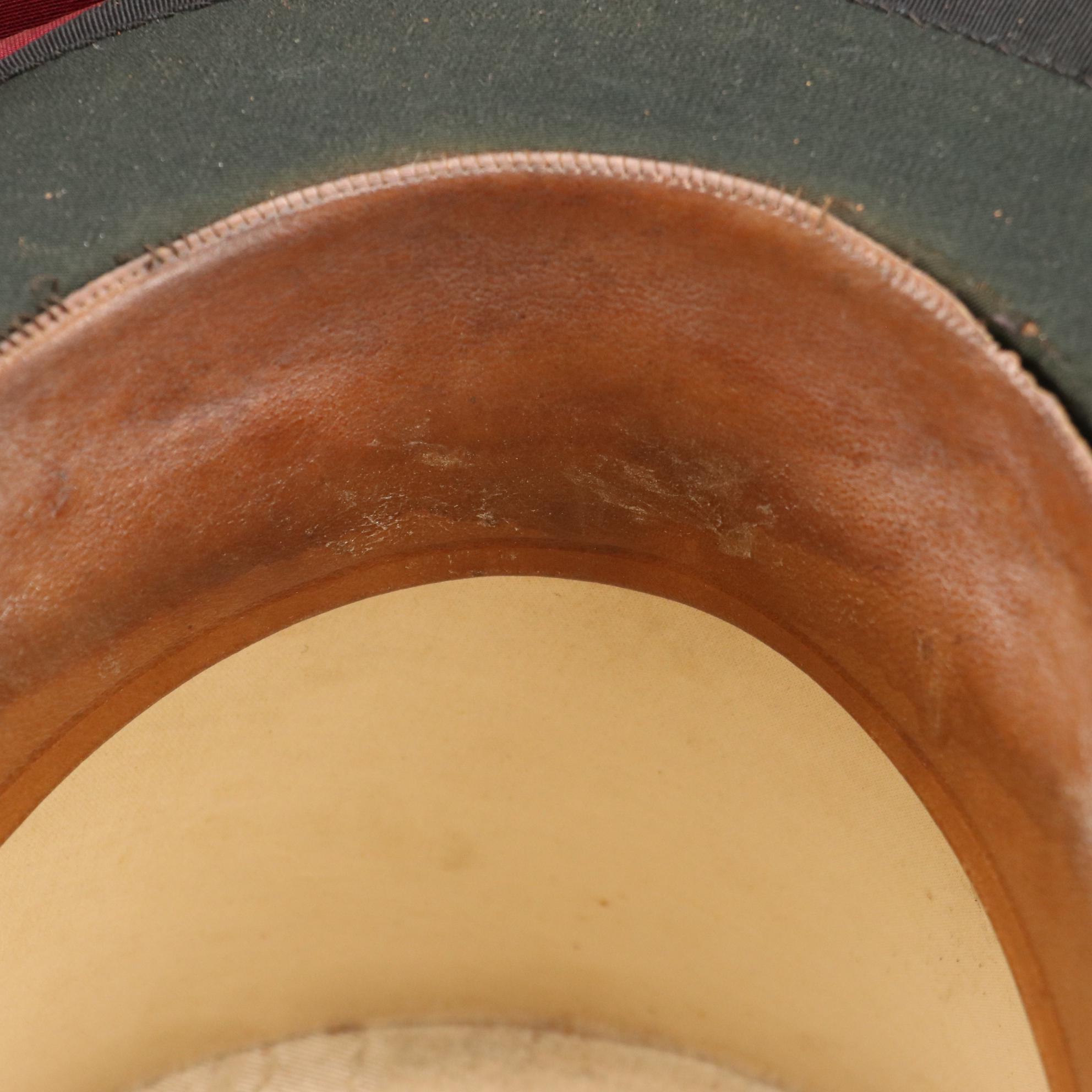 Young Bros. Beaver Fur Top Hat with Silk Band and Leather Hat Box, Late 1800s