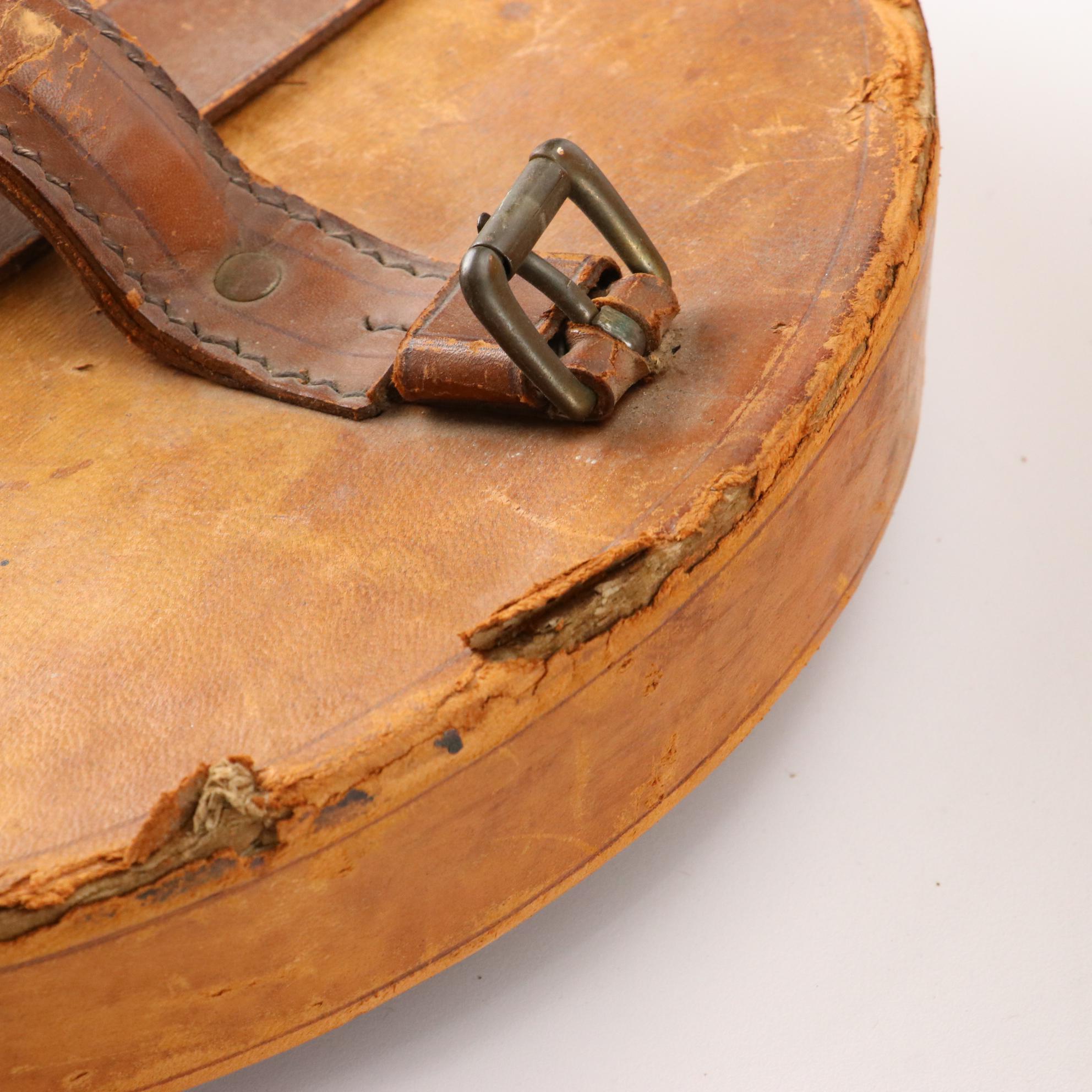 Young Bros. Beaver Fur Top Hat with Silk Band and Leather Hat Box, Late 1800s