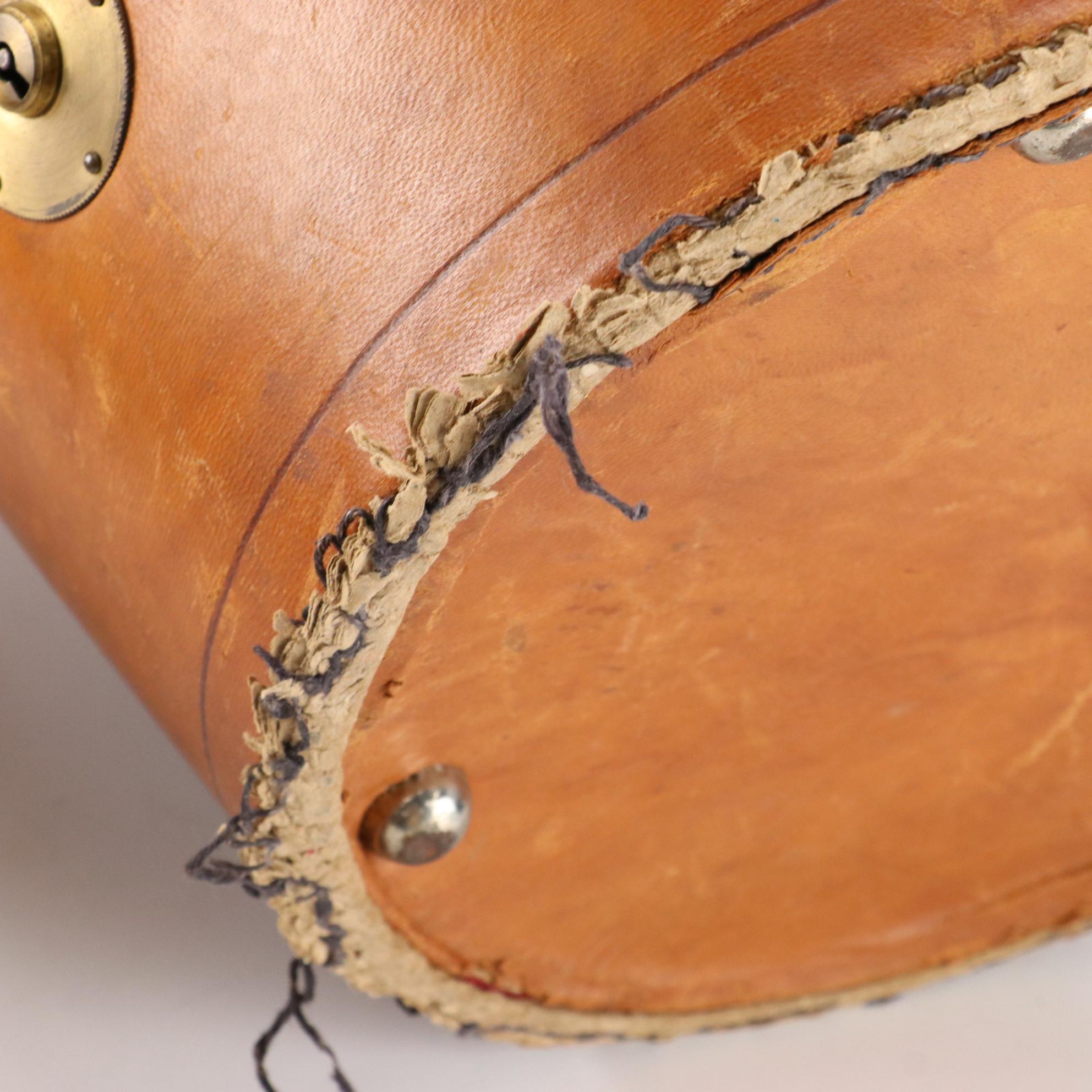 Young Bros. Beaver Fur Top Hat with Silk Band and Leather Hat Box, Late 1800s