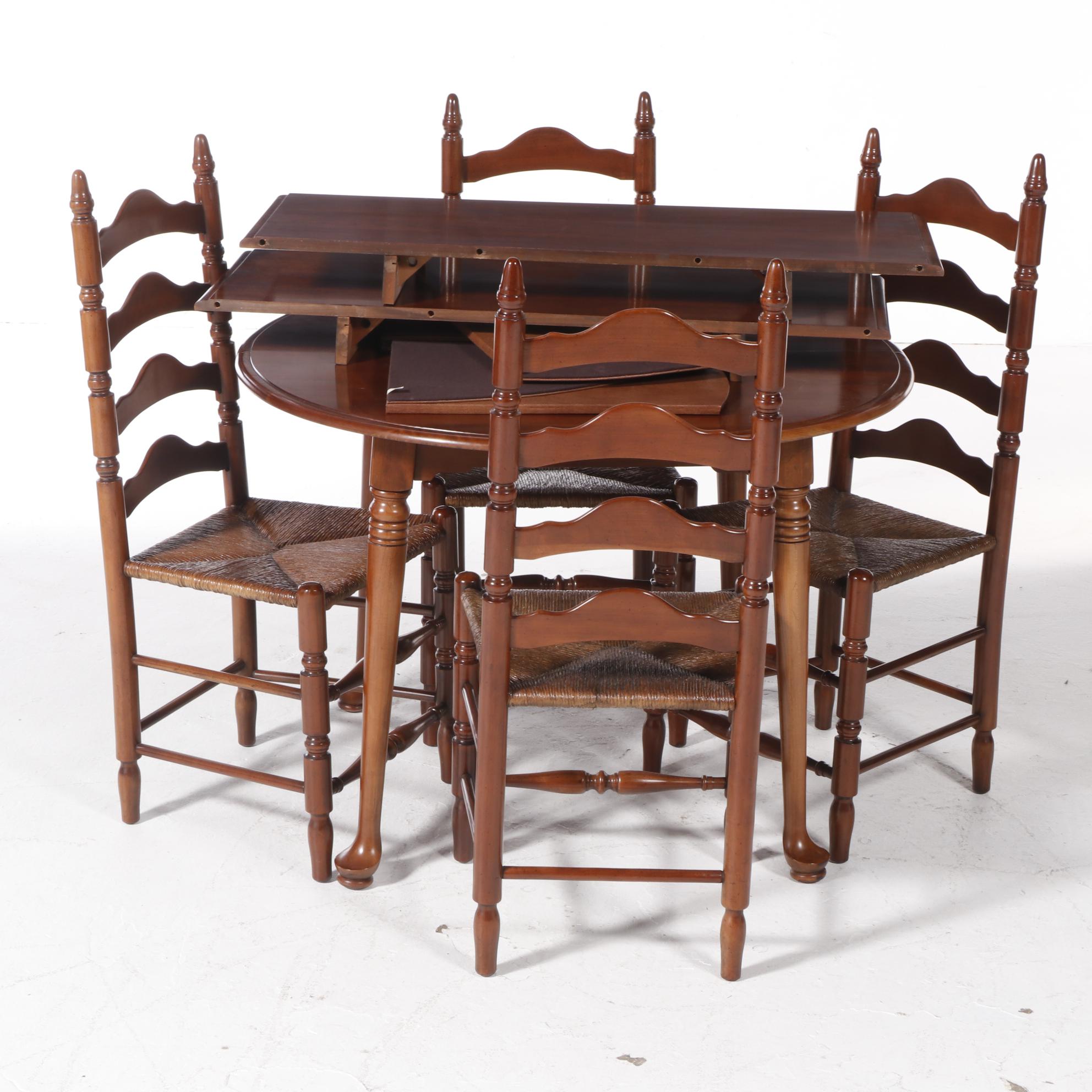 Five-Piece Colonial Style Cherrywood Dining Set, Including Davis Cabinet Company
