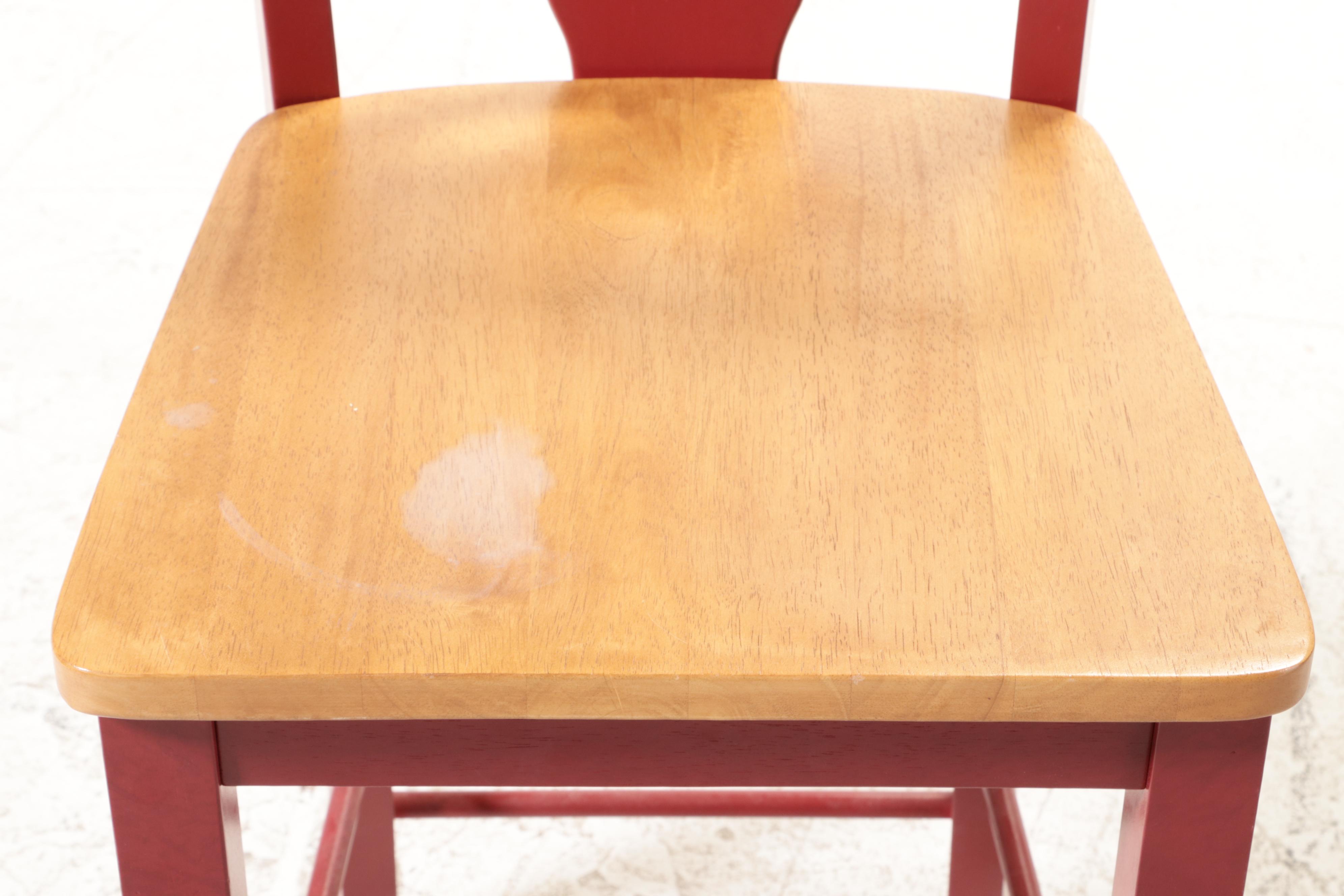 French Country Style Rubberwood and Parcel-Painted Counter Stool