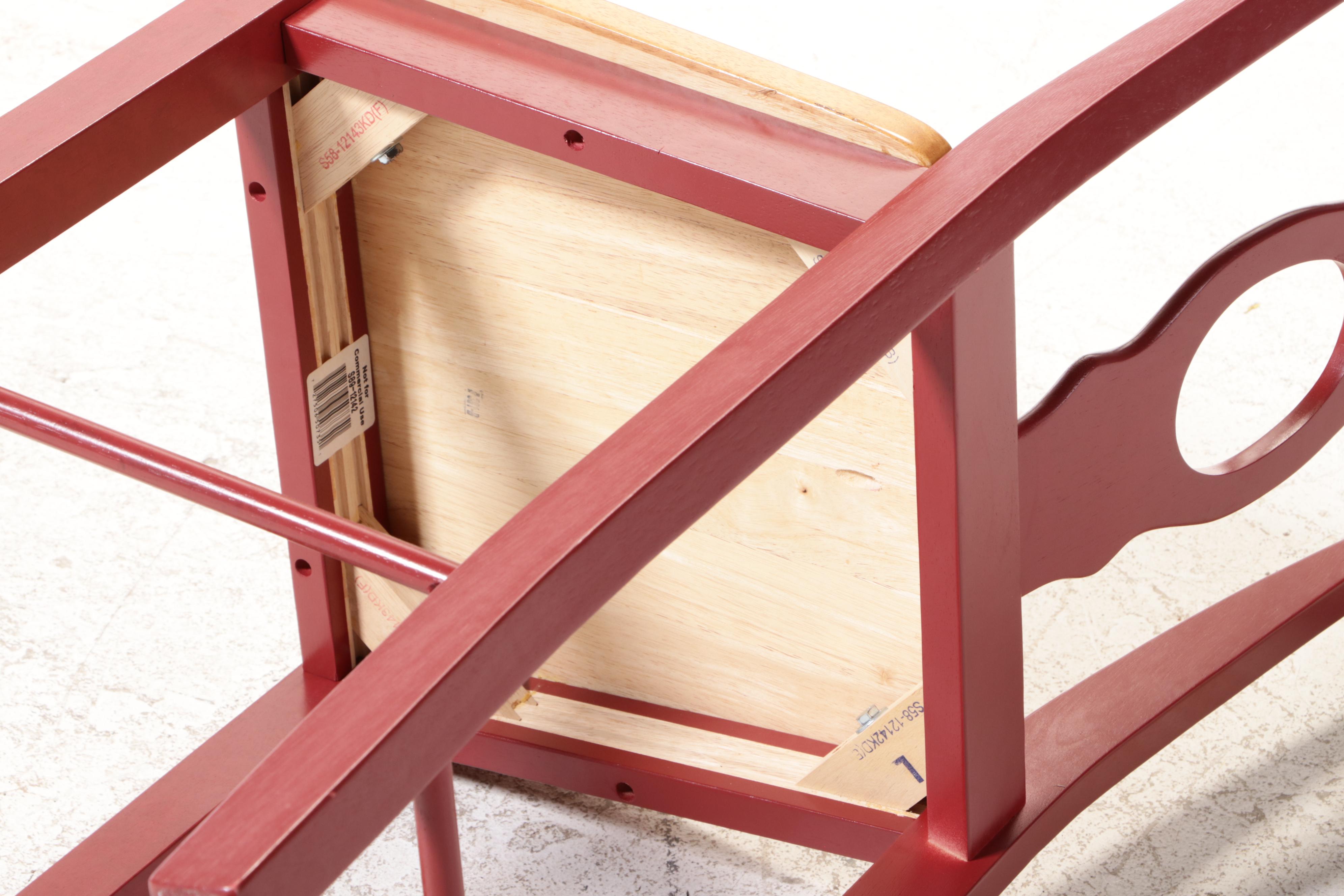 French Country Style Rubberwood and Parcel-Painted Counter Stool