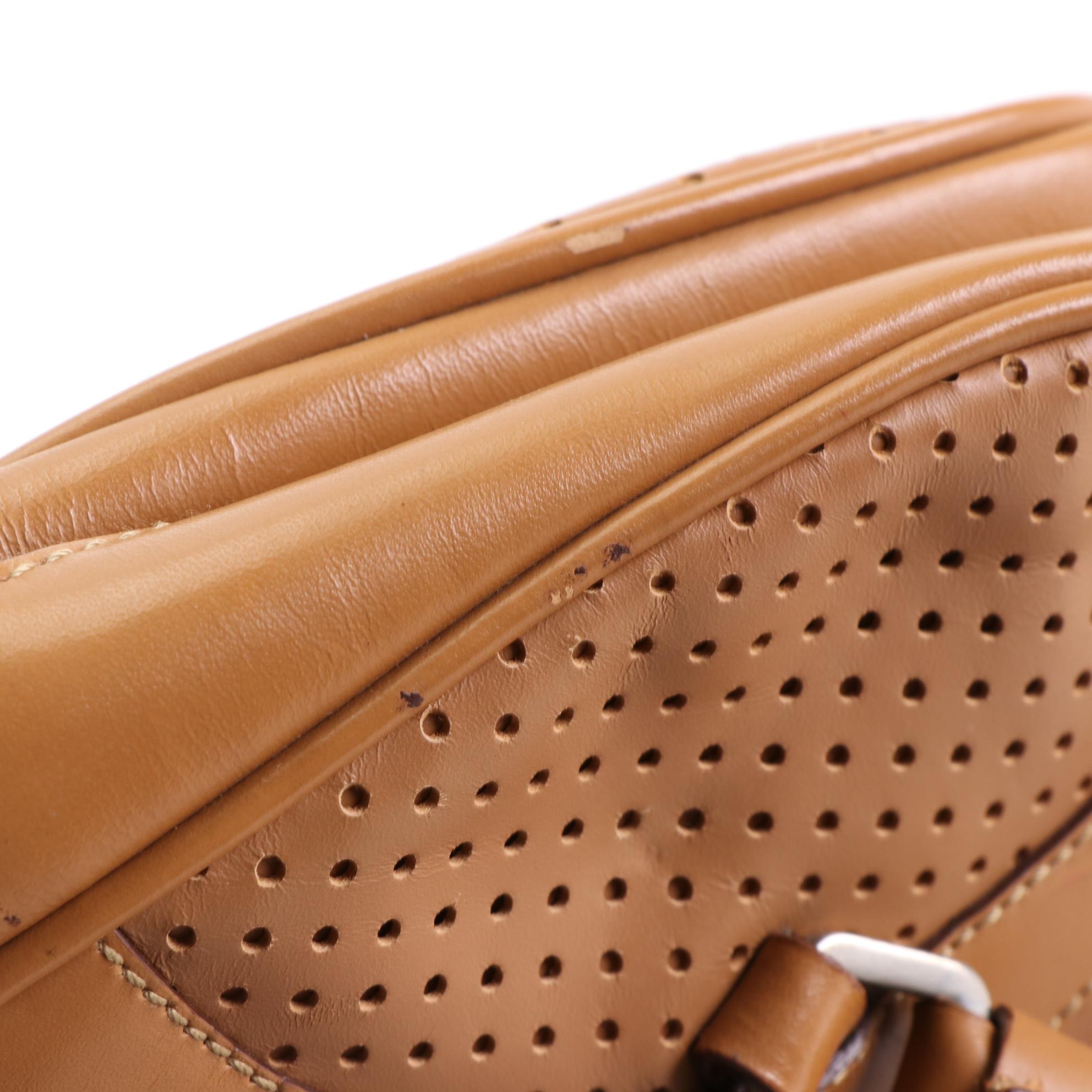 Prada Vitello Drive Bowler Bag in Perforated Leather