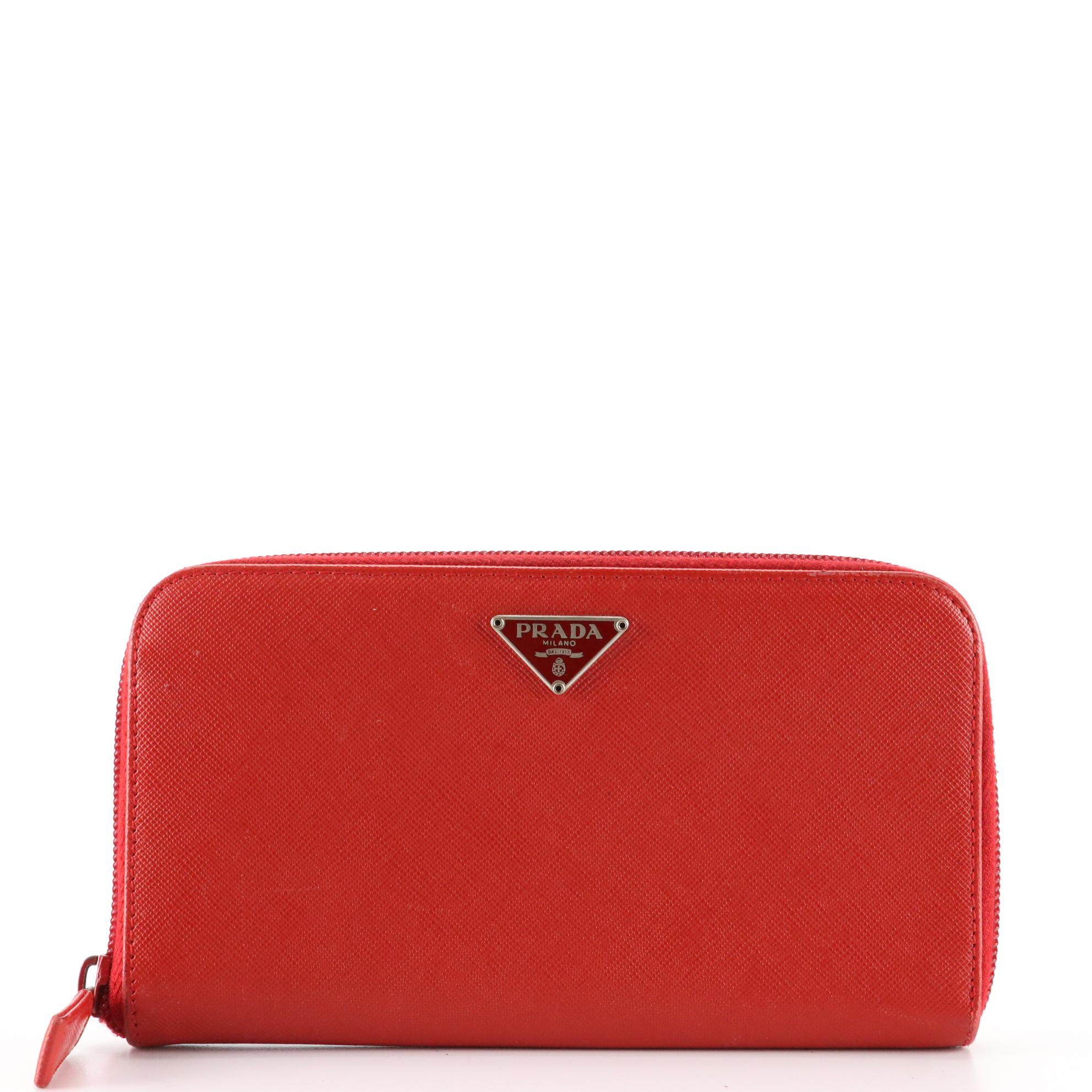 Prada Zip Around Wallet in Saffiano Leather