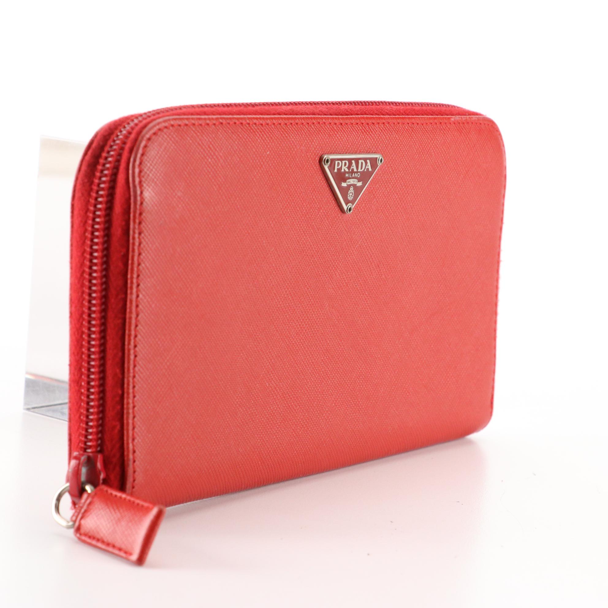 Prada Zip Around Wallet in Saffiano Leather
