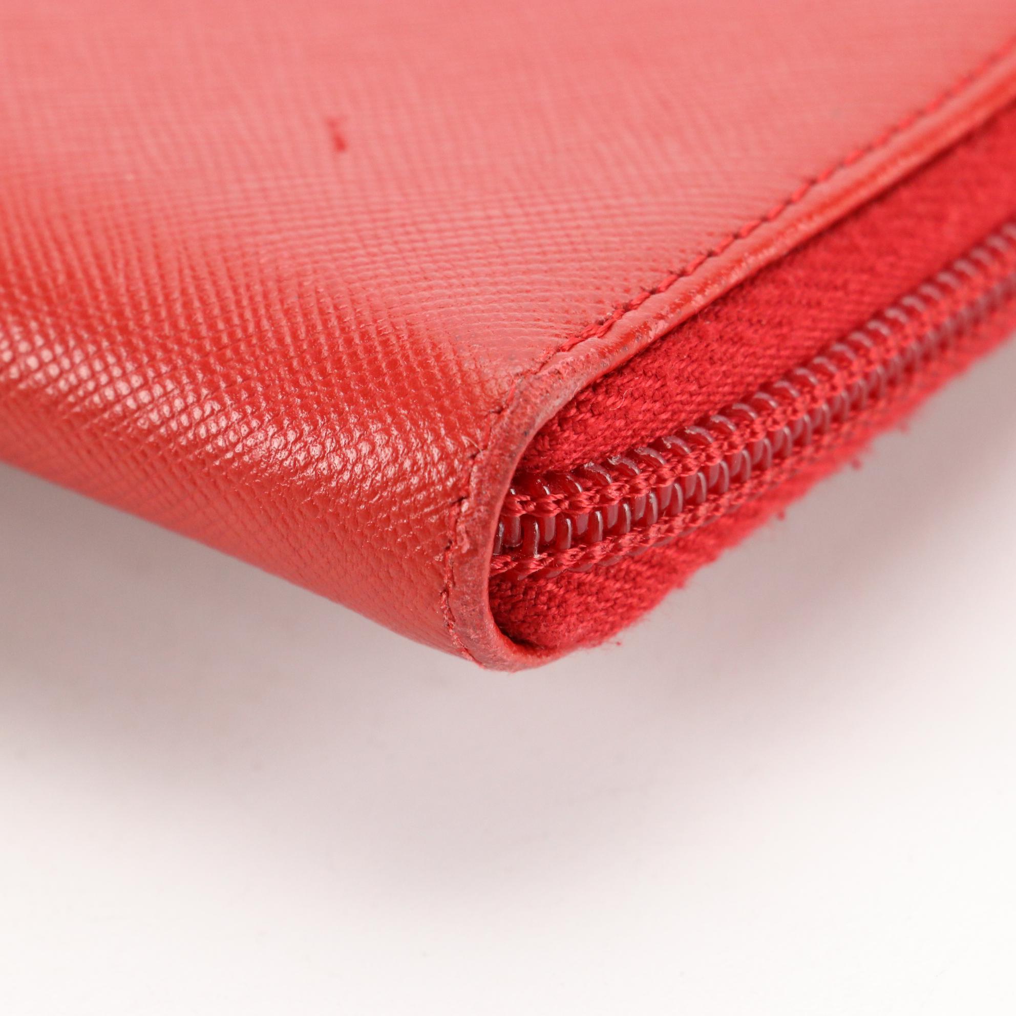 Prada Zip Around Wallet in Saffiano Leather