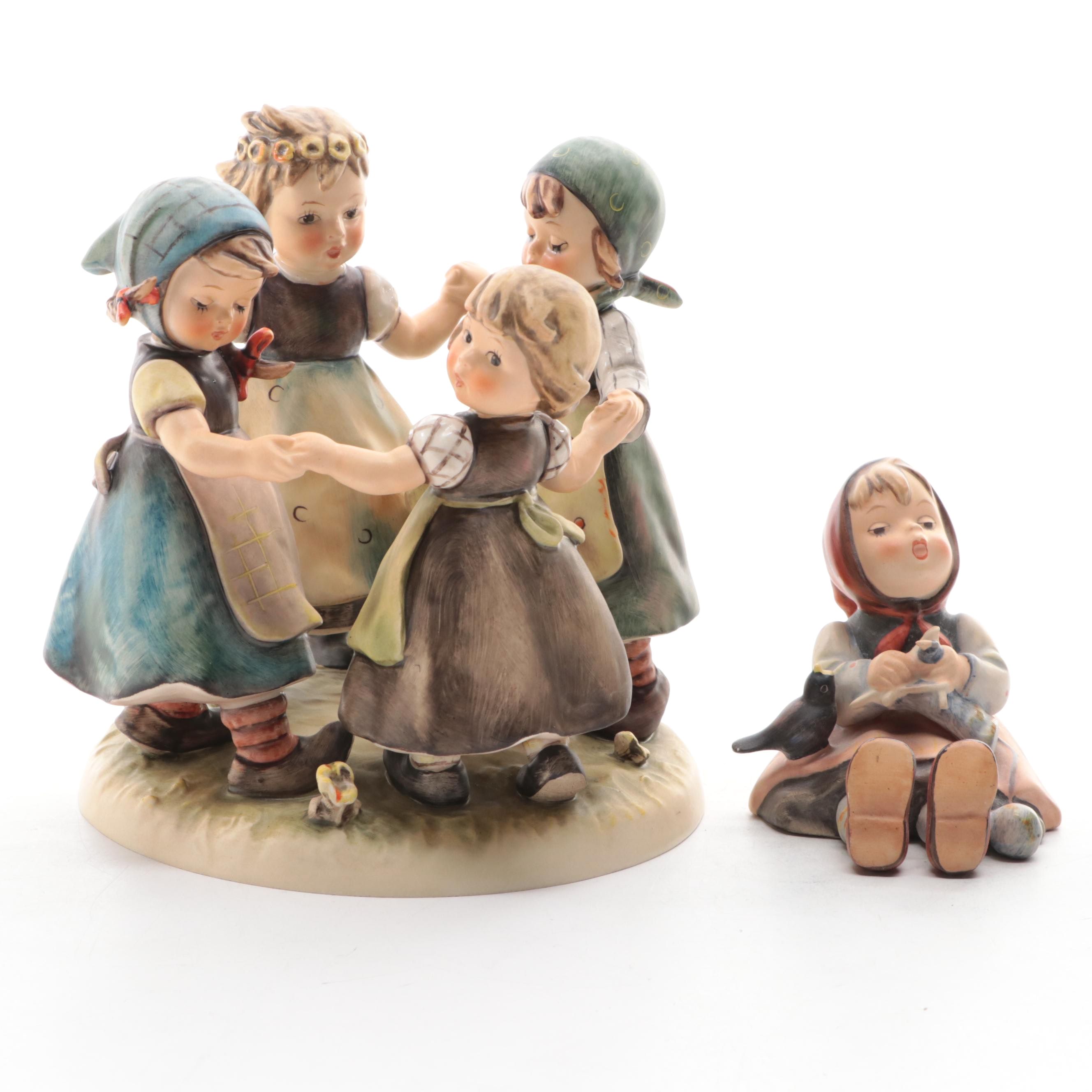 Goebel "Ring Around the Rosie" and "Happy Pastime" Porcelain Hummel Figurines
