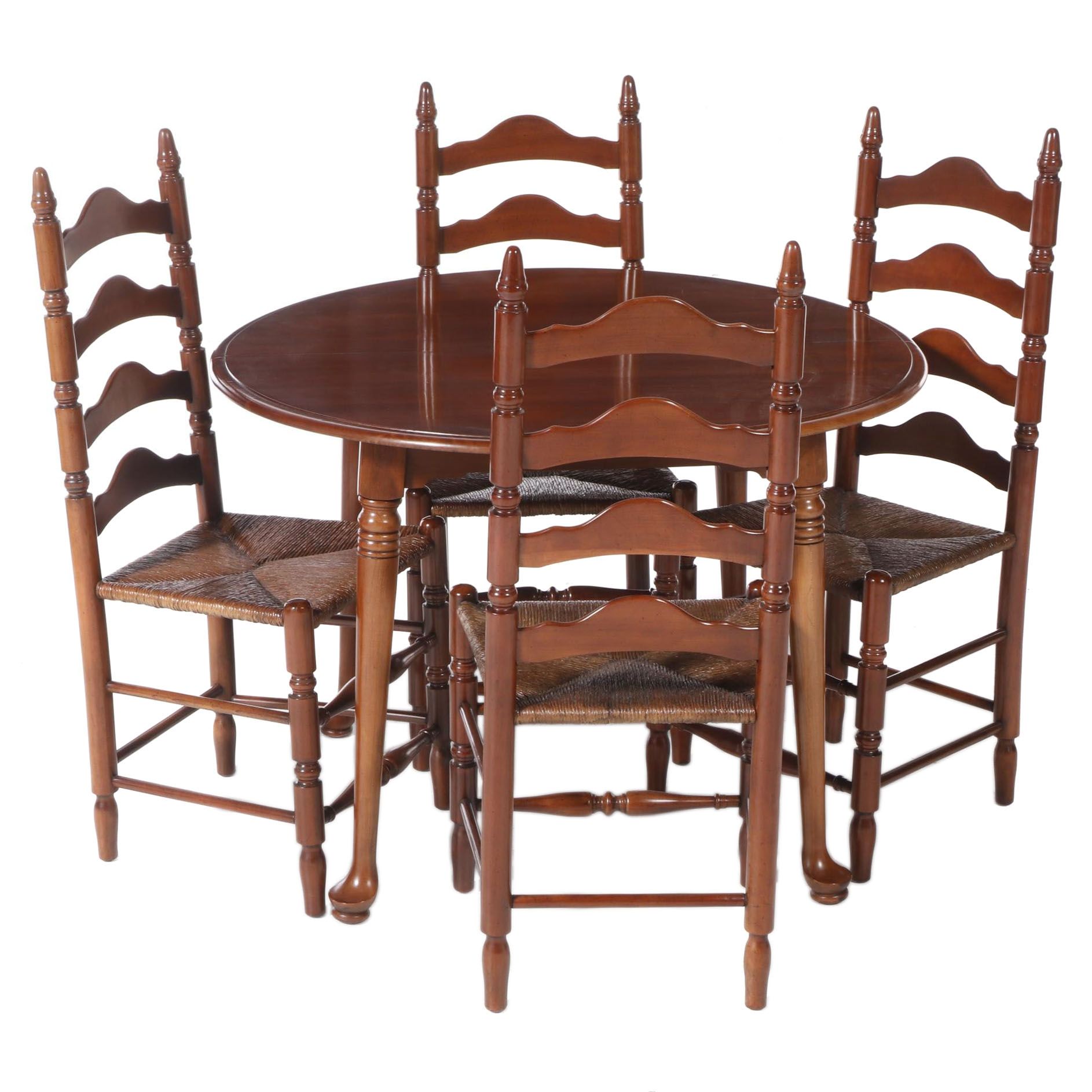 Five-Piece Colonial Style Cherrywood Dining Set, Including Davis Cabinet Company