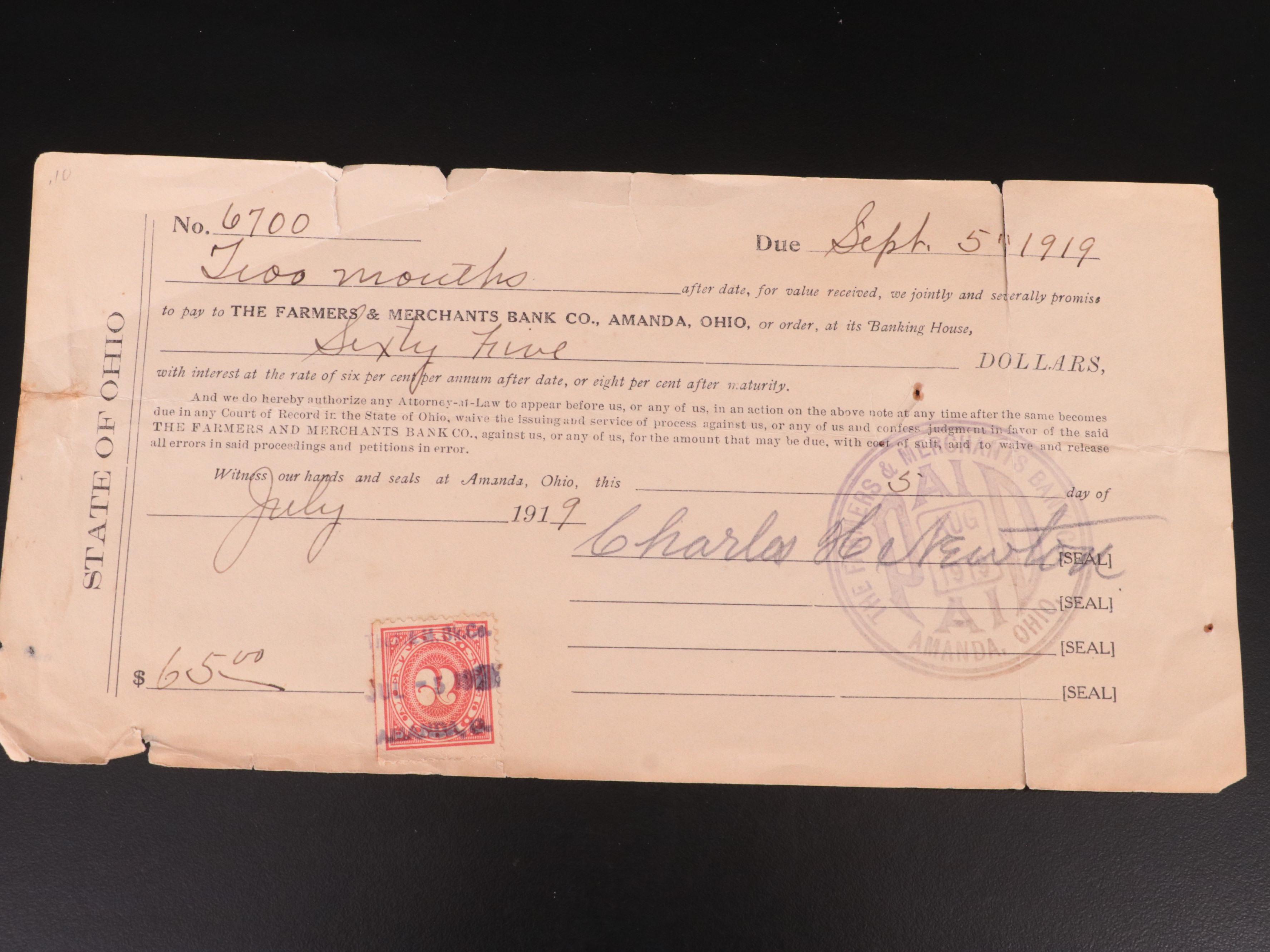 Collection of Antique Checks, 1870s to 1930s