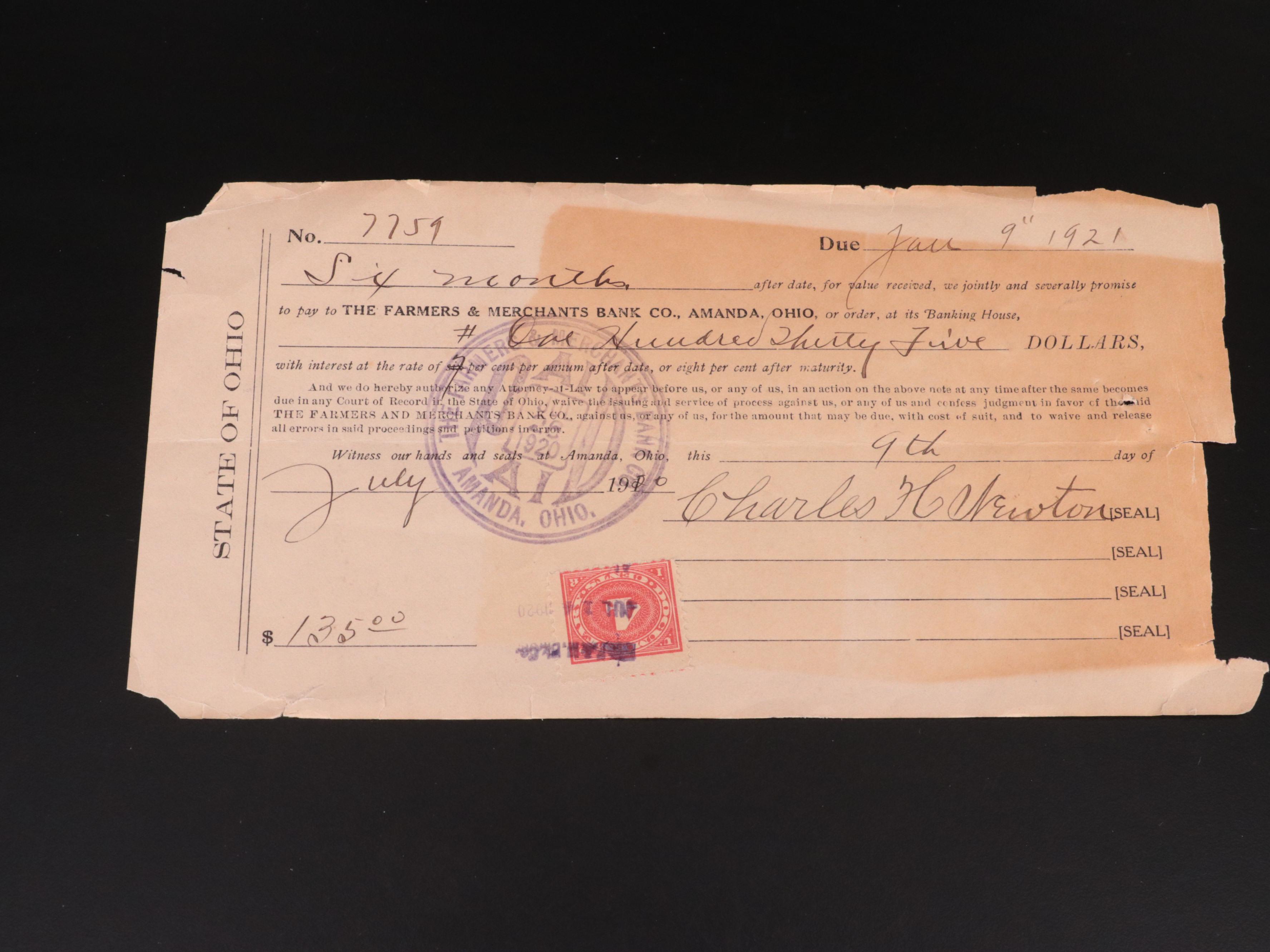 Collection of Antique Checks, 1870s to 1930s