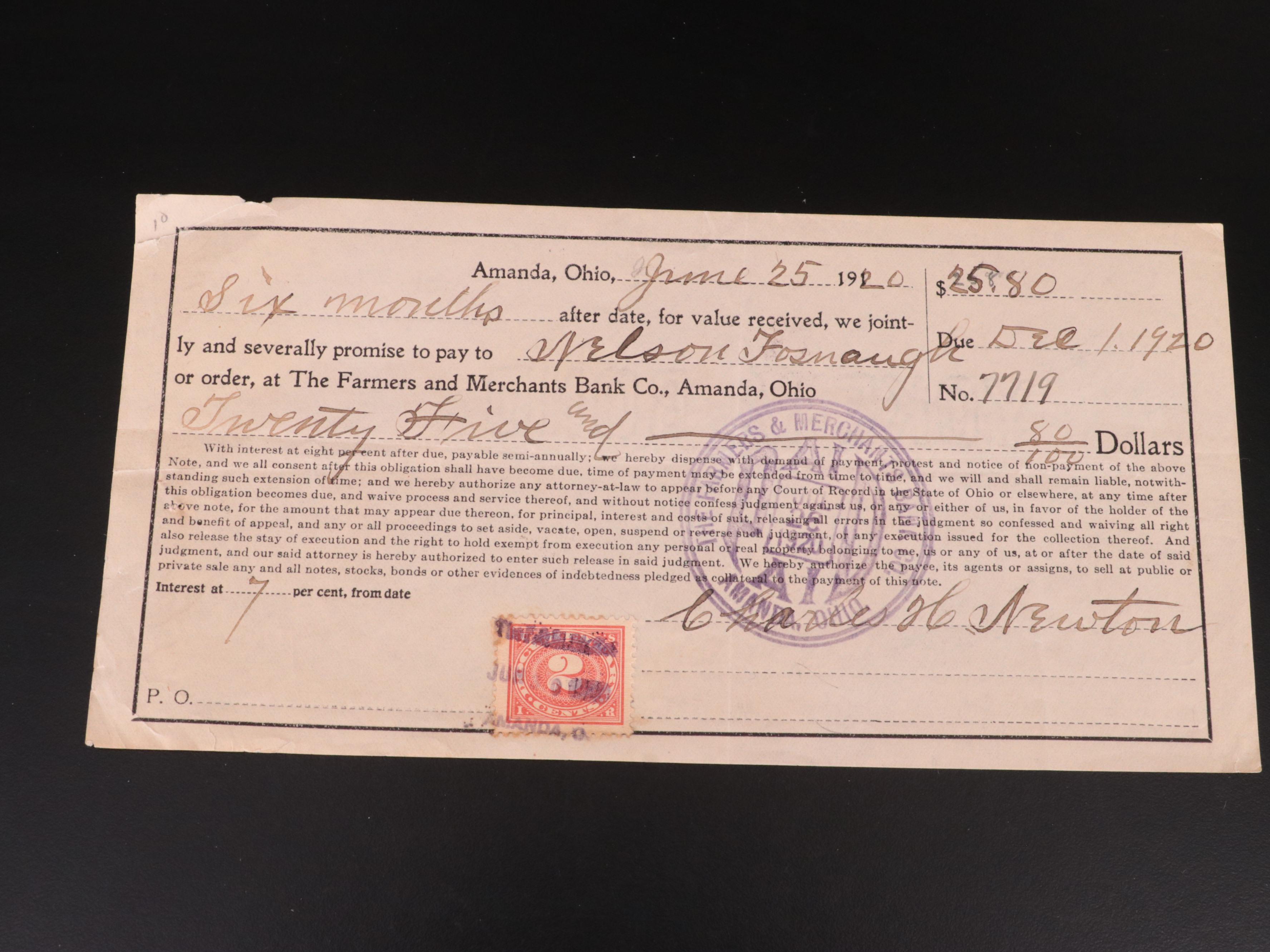 Collection of Antique Checks, 1870s to 1930s