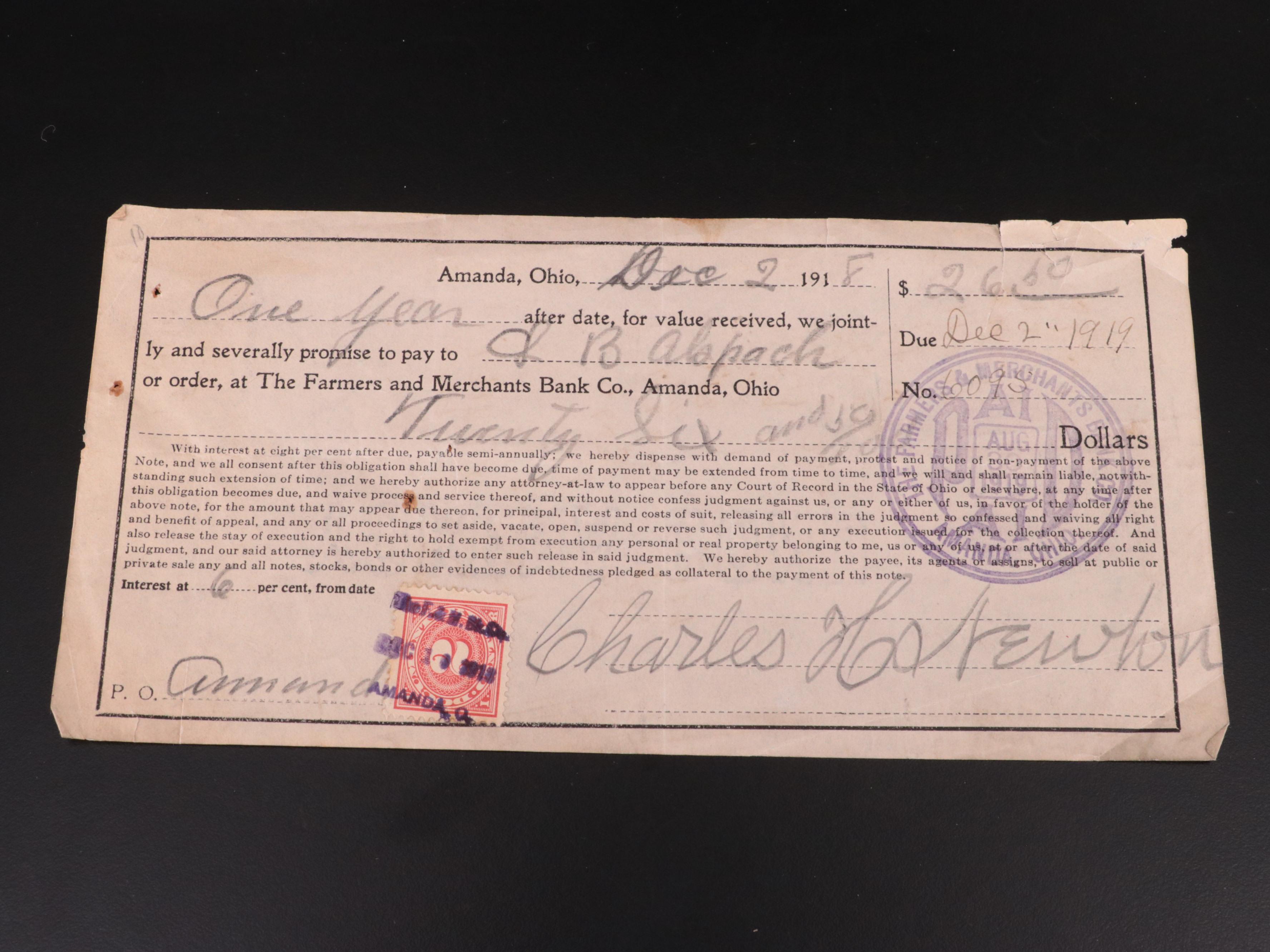 Collection of Antique Checks, 1870s to 1930s