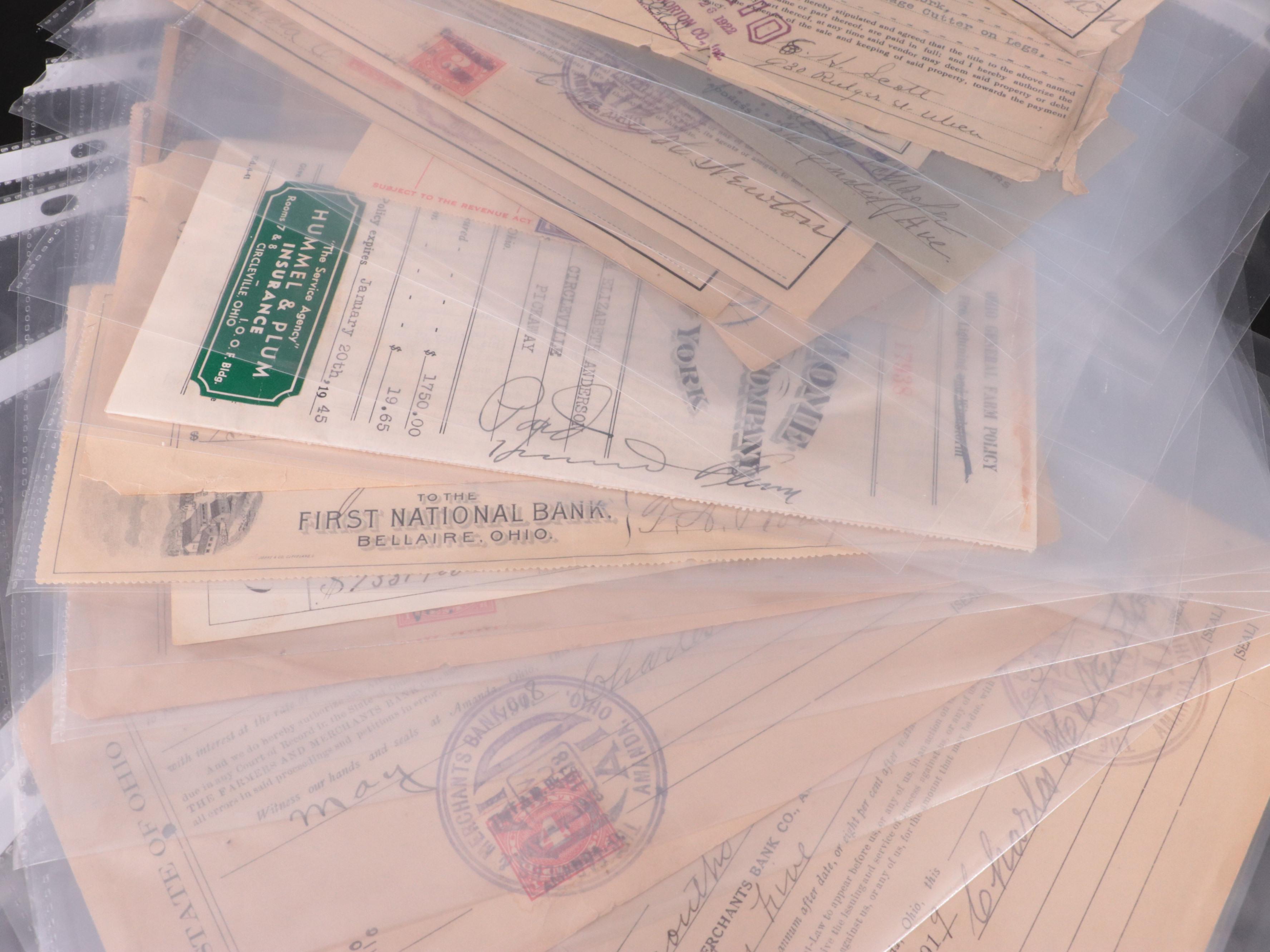 Collection of Antique Checks, 1870s to 1930s