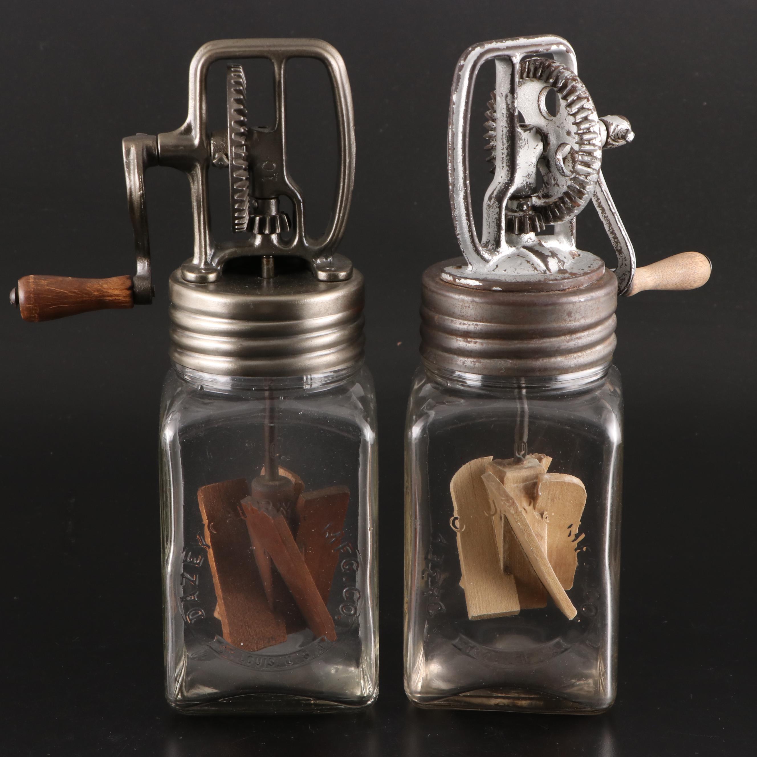 Dazey Churn and Hazel-Atlas Primitive Butter Churns, Early to Mid 20th