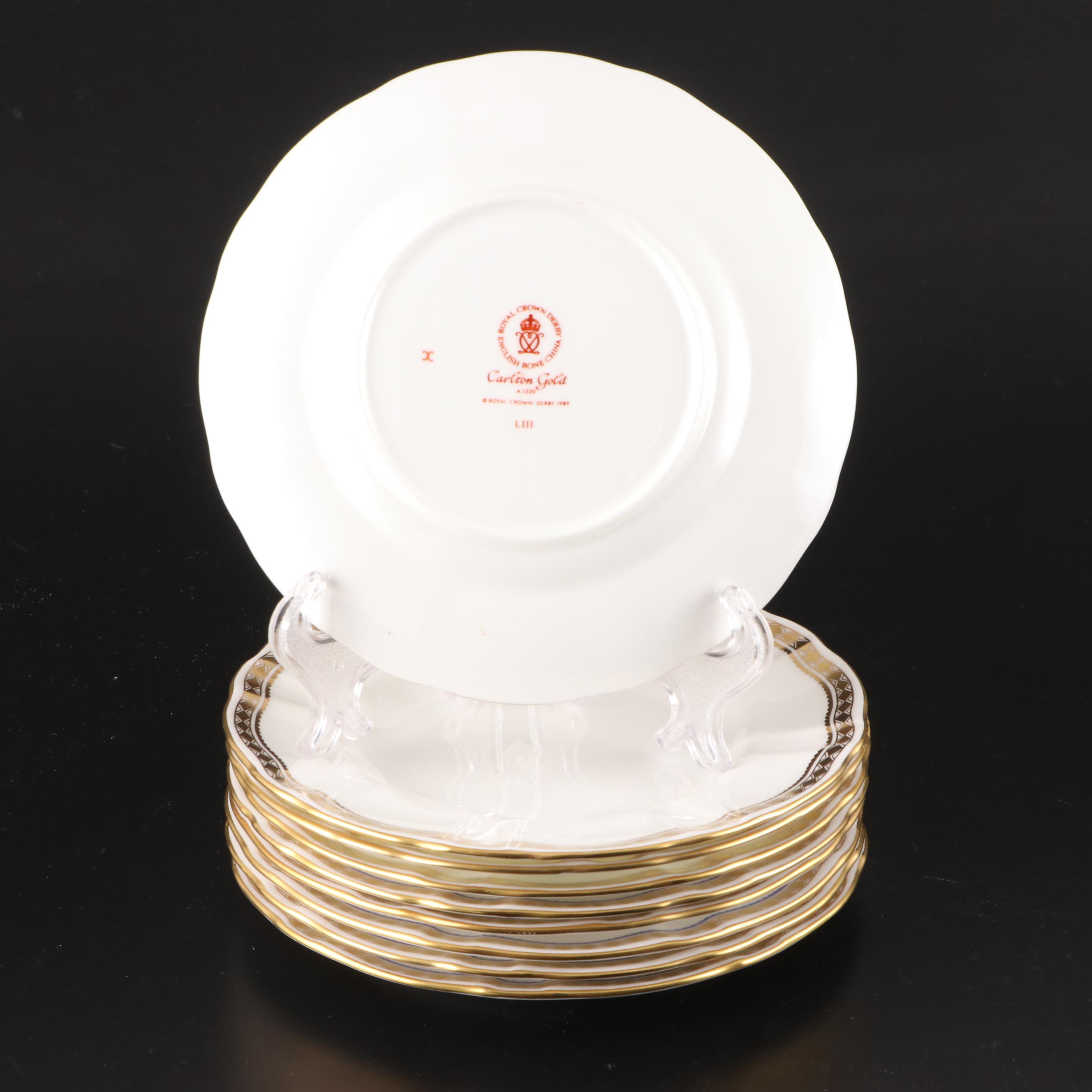 Royal Crown Derby "Carlton Gold" and "Carlton Blue" Bone China Tableware, 1989