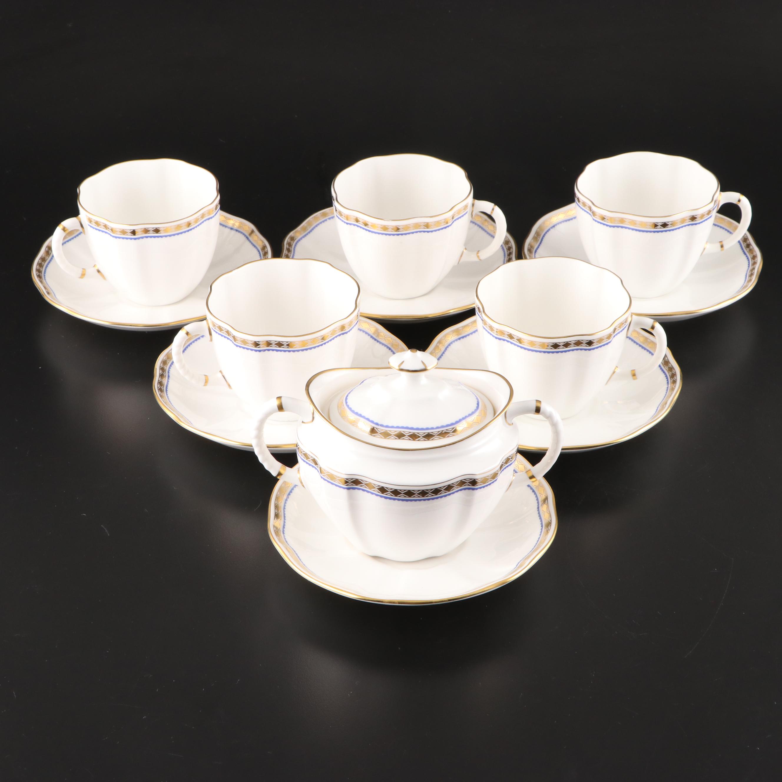 Royal Crown Derby "Carlton Gold" and "Carlton Blue" Bone China Tableware, 1989