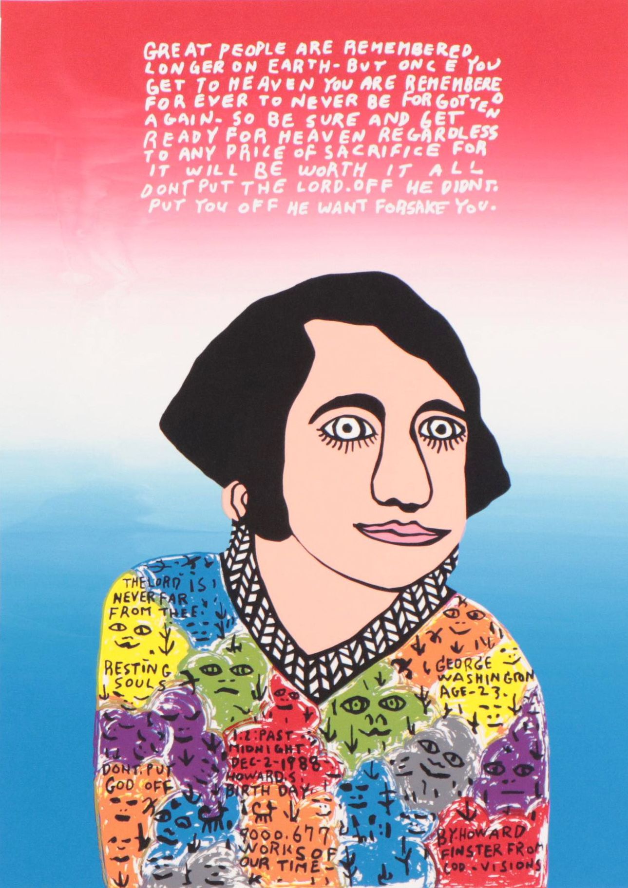 Howard Finster Serigraph "Young George," Circa 1988