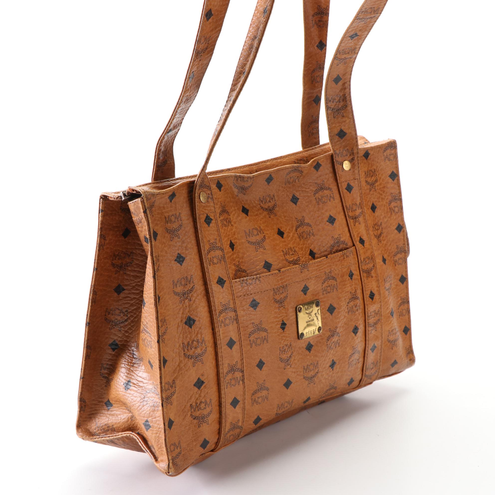 MCM Heritage Tote Bag in Cognac Visetos Canvas