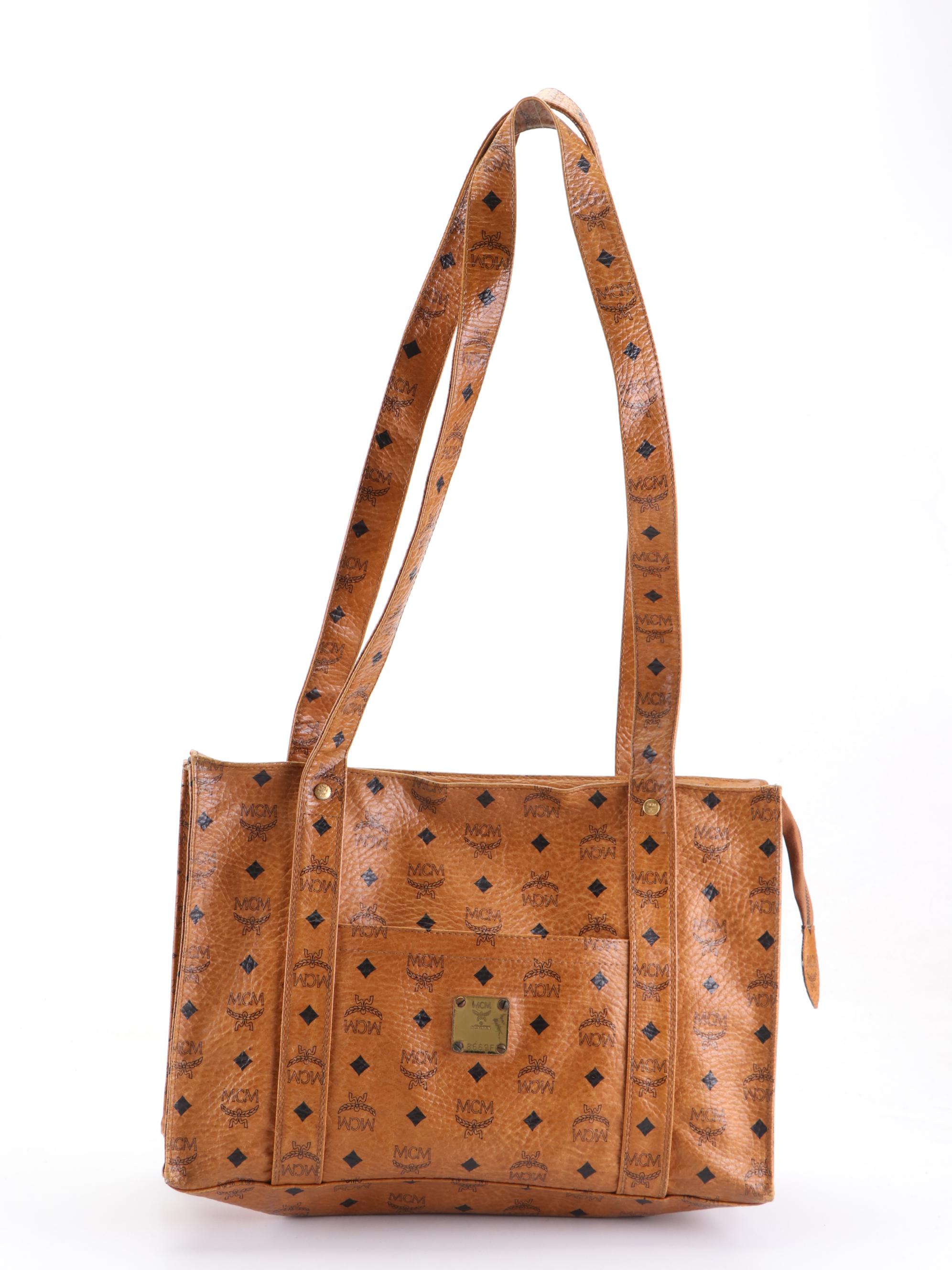 MCM Heritage Tote Bag in Cognac Visetos Canvas