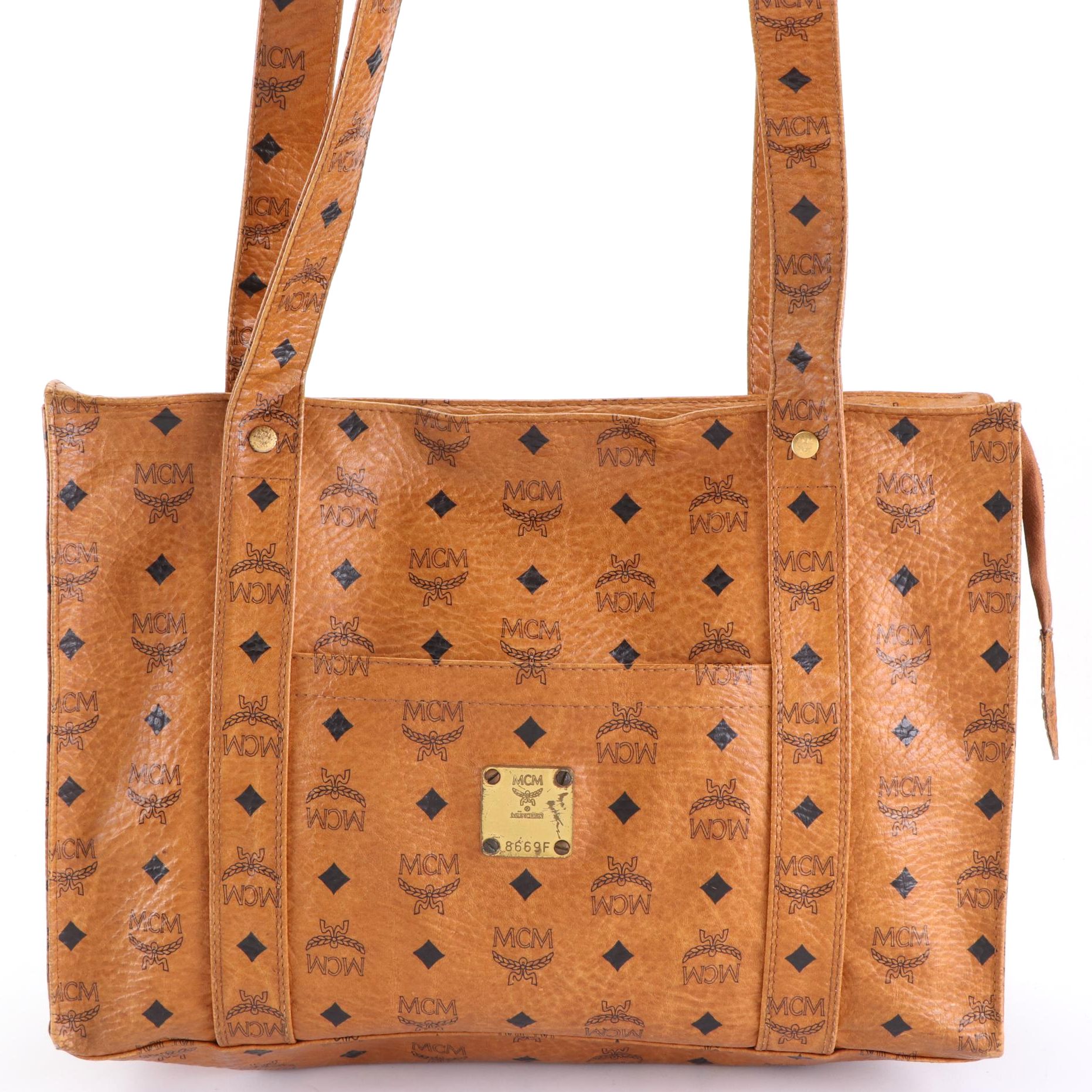 MCM Heritage Tote Bag in Cognac Visetos Canvas