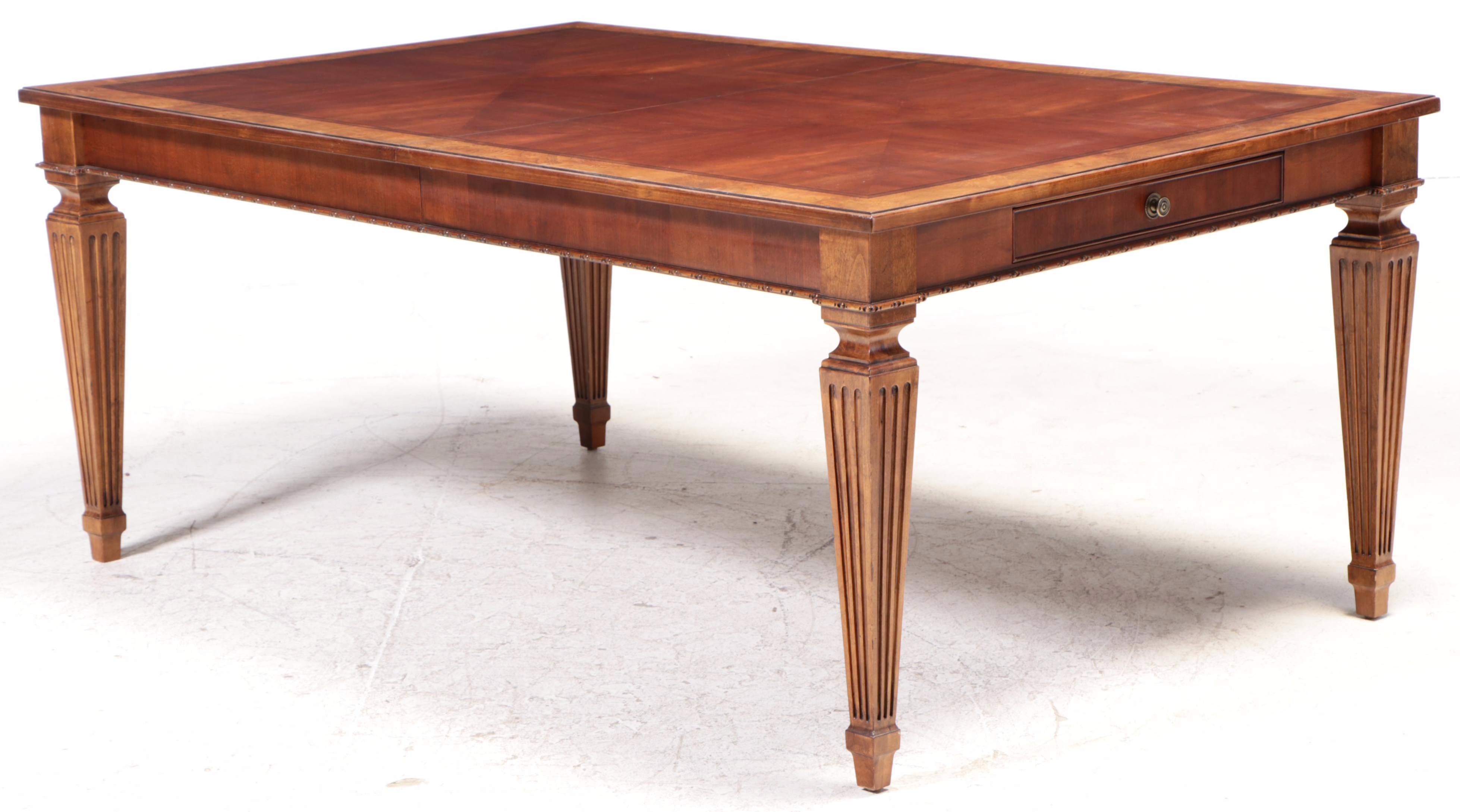 Seven-Piece Ethan Allen "Townhouse" Hardwood and Custom-Upholstered Dining Set