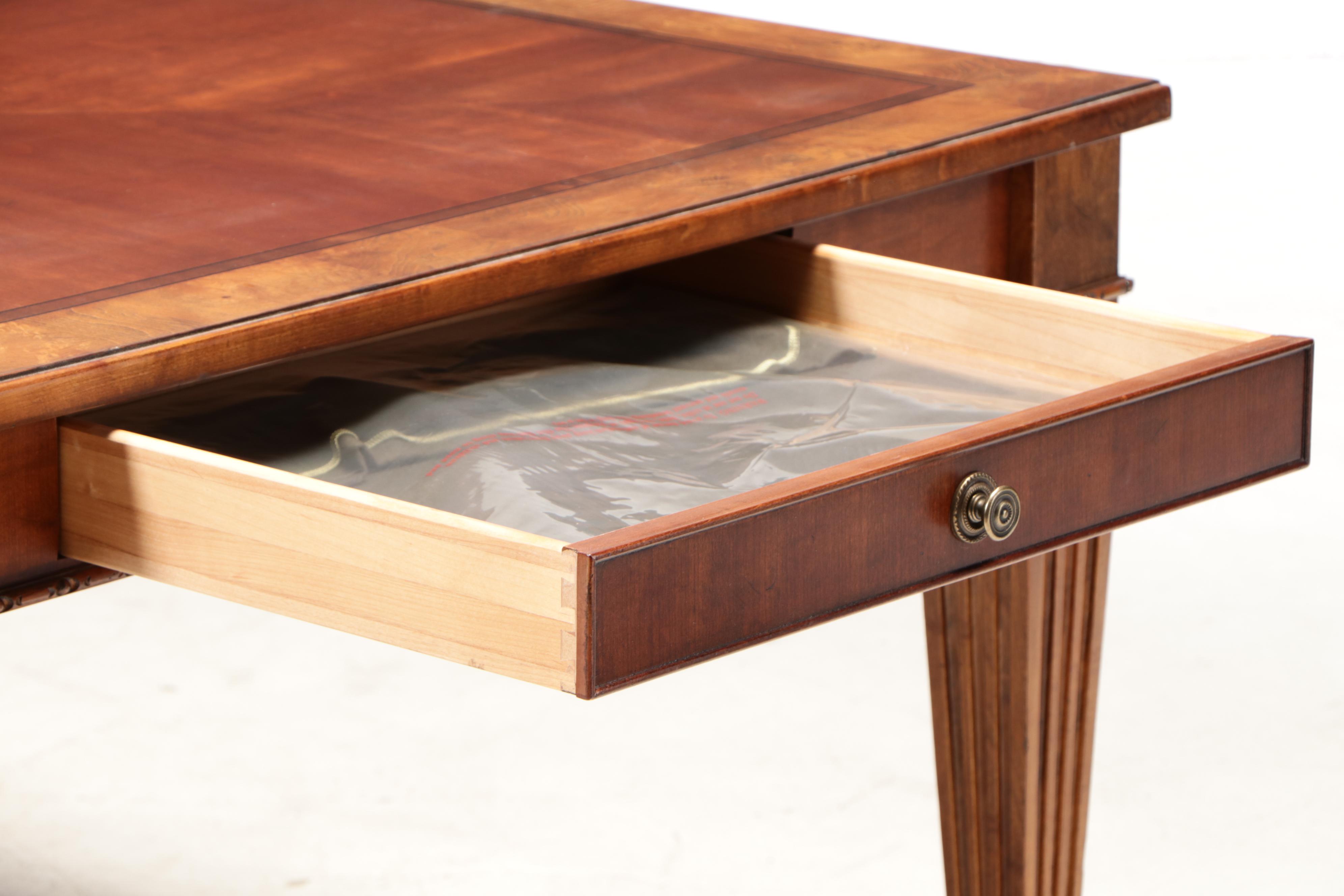 Seven-Piece Ethan Allen "Townhouse" Hardwood and Custom-Upholstered Dining Set