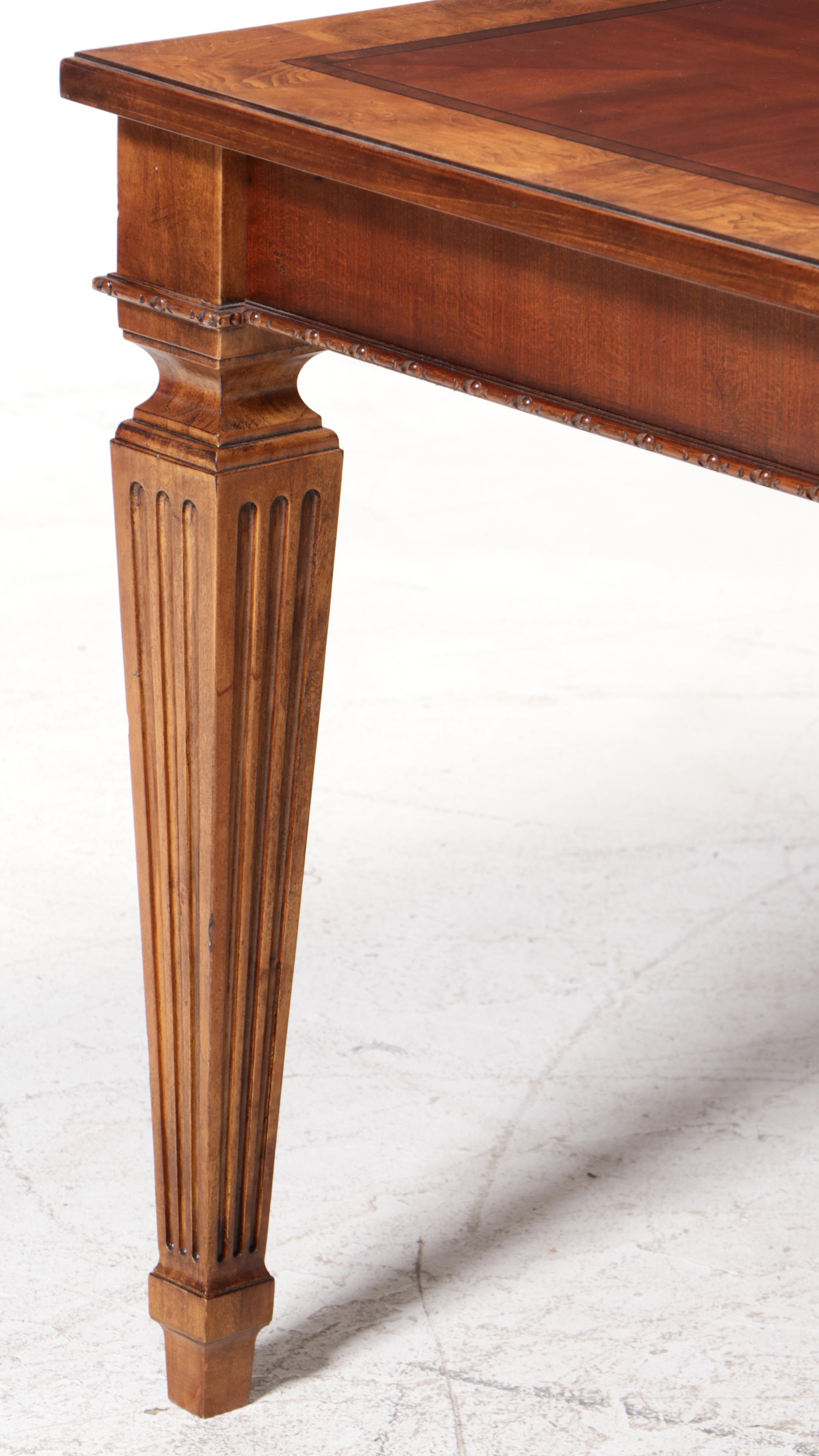 Seven-Piece Ethan Allen "Townhouse" Hardwood and Custom-Upholstered Dining Set