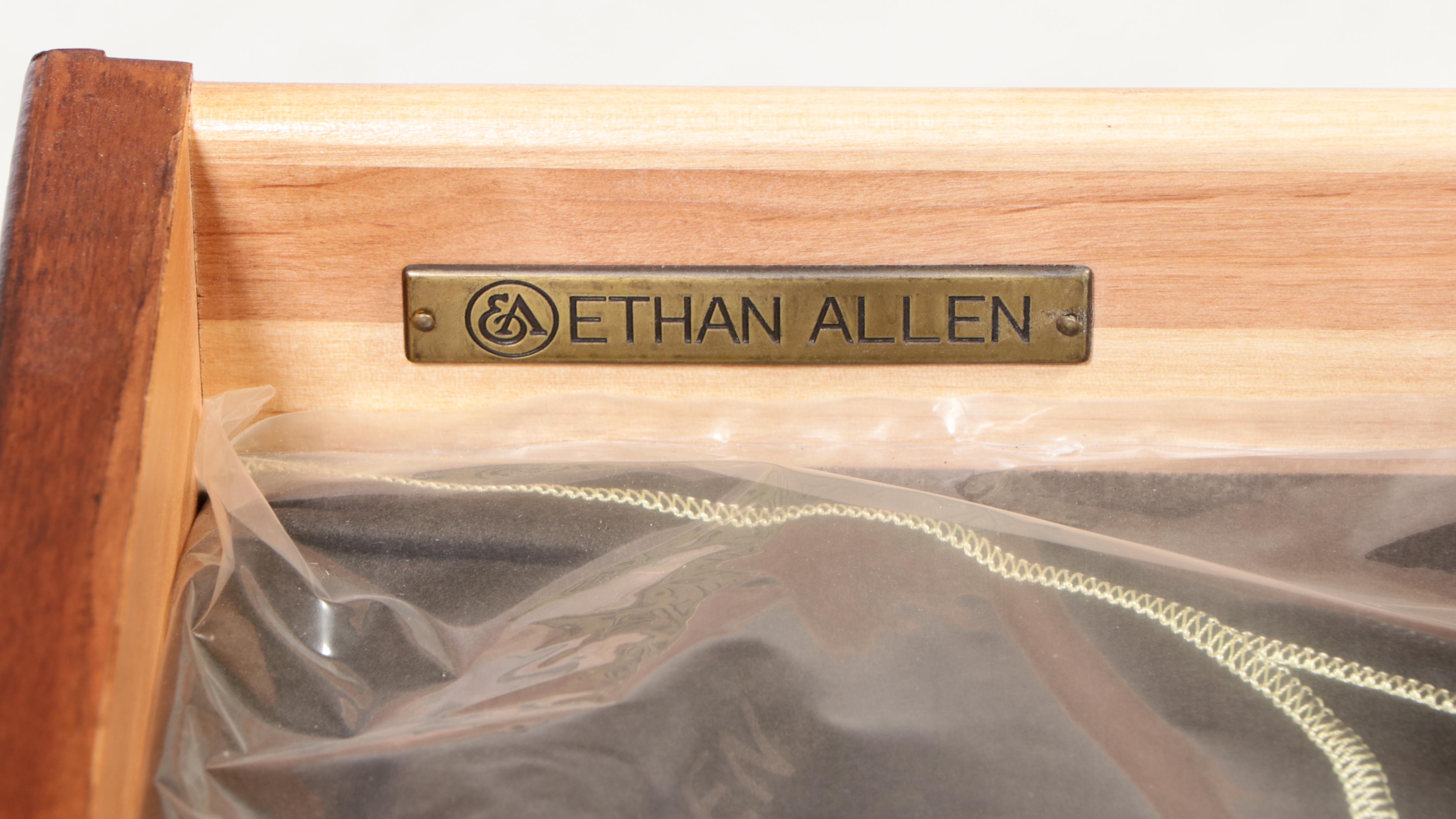 Seven-Piece Ethan Allen "Townhouse" Hardwood and Custom-Upholstered Dining Set