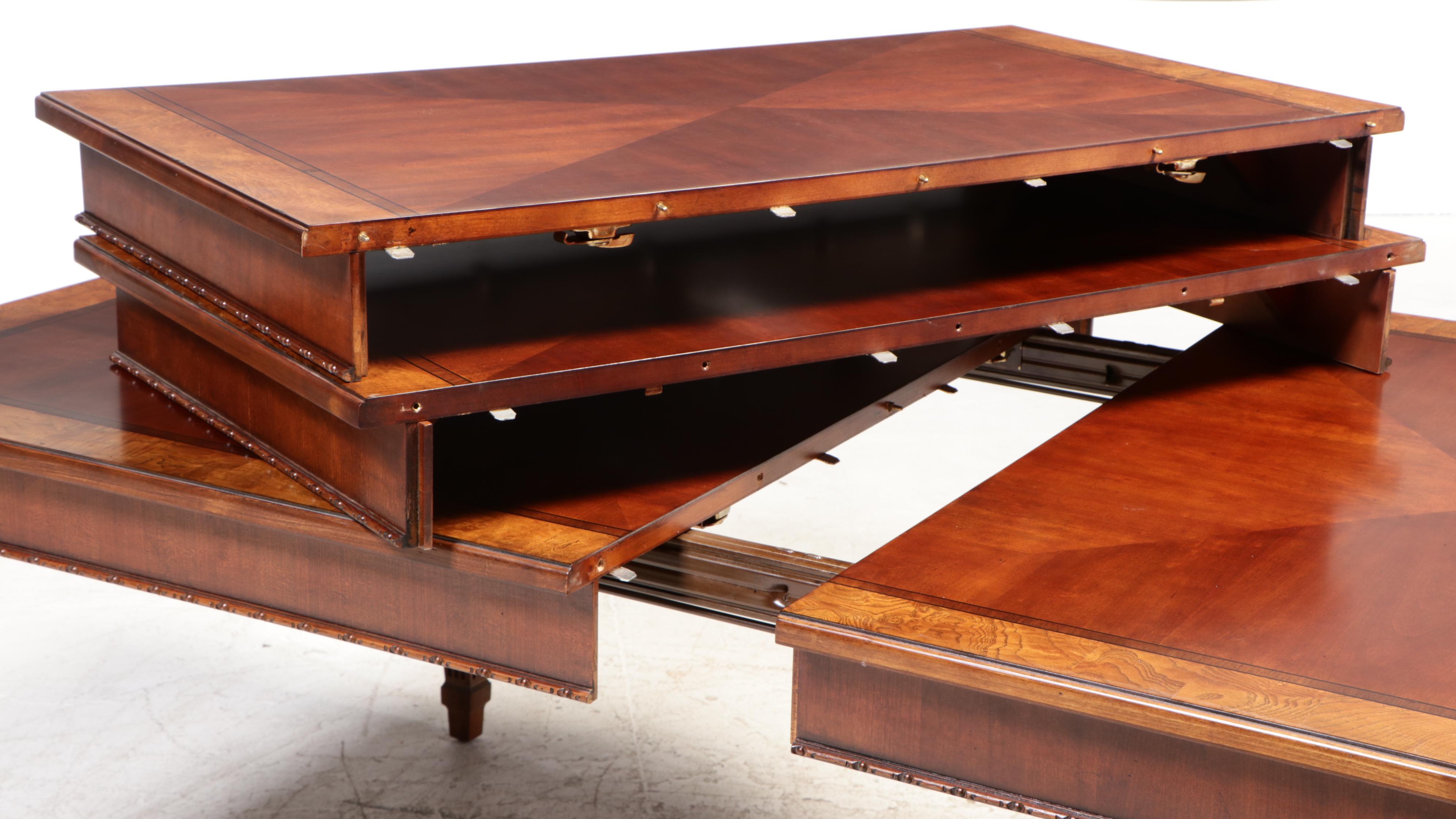 Seven-Piece Ethan Allen "Townhouse" Hardwood and Custom-Upholstered Dining Set