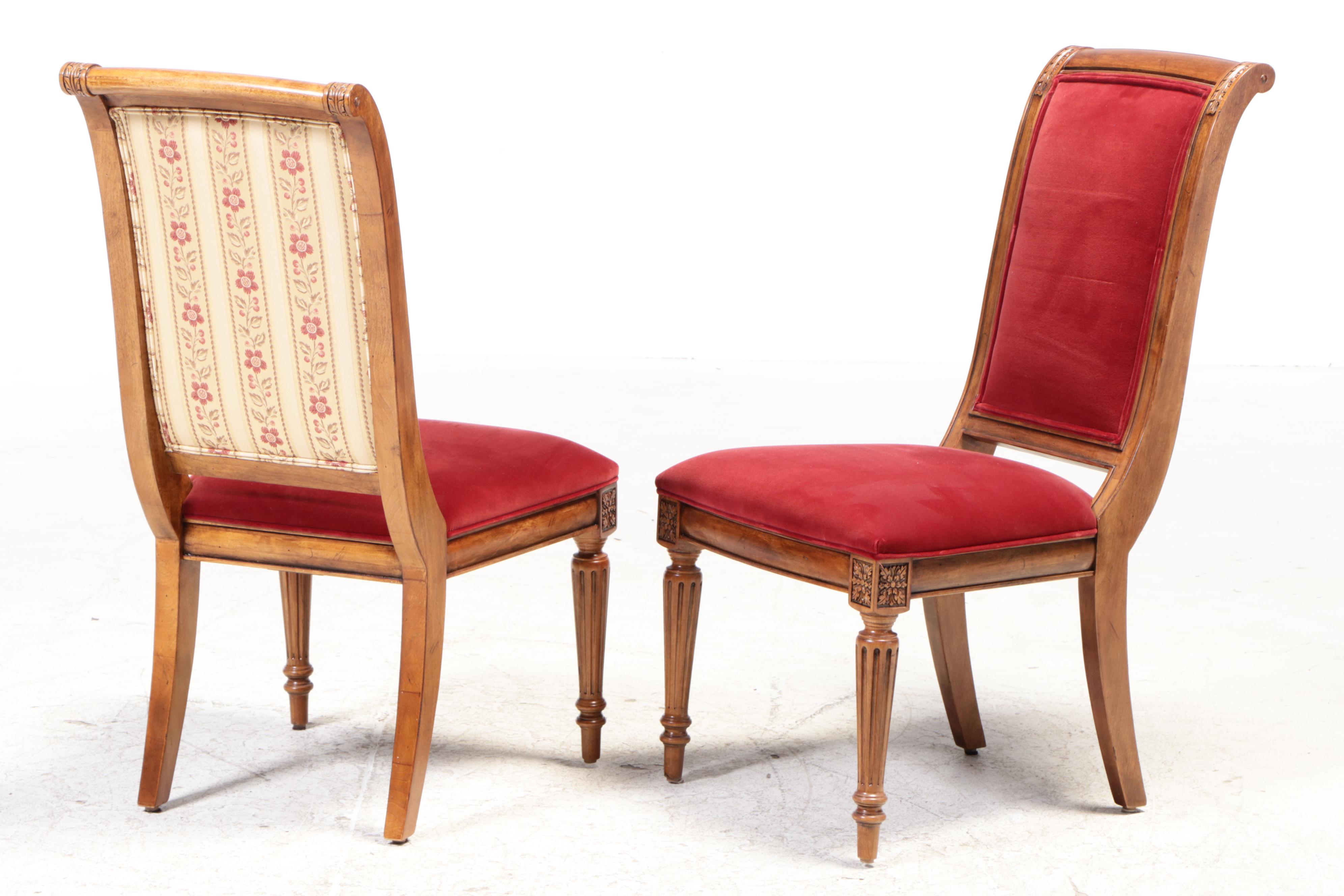 Seven-Piece Ethan Allen "Townhouse" Hardwood and Custom-Upholstered Dining Set