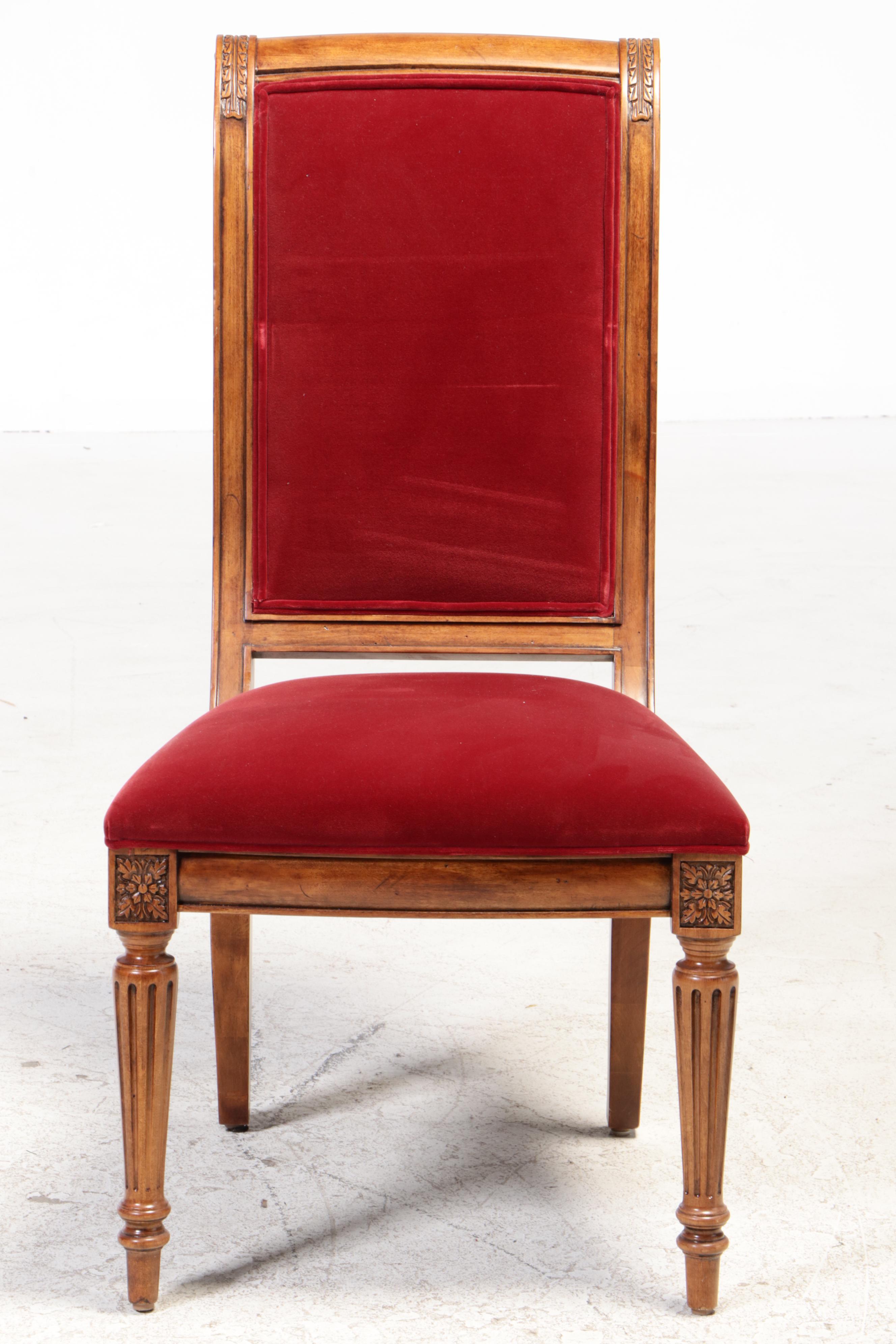 Seven-Piece Ethan Allen "Townhouse" Hardwood and Custom-Upholstered Dining Set