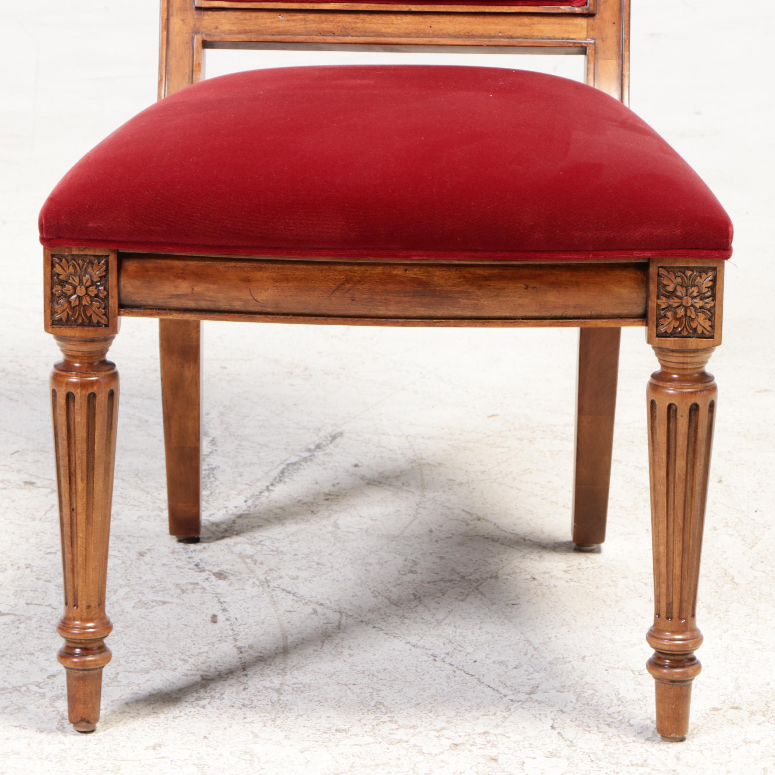 Seven-Piece Ethan Allen "Townhouse" Hardwood and Custom-Upholstered Dining Set