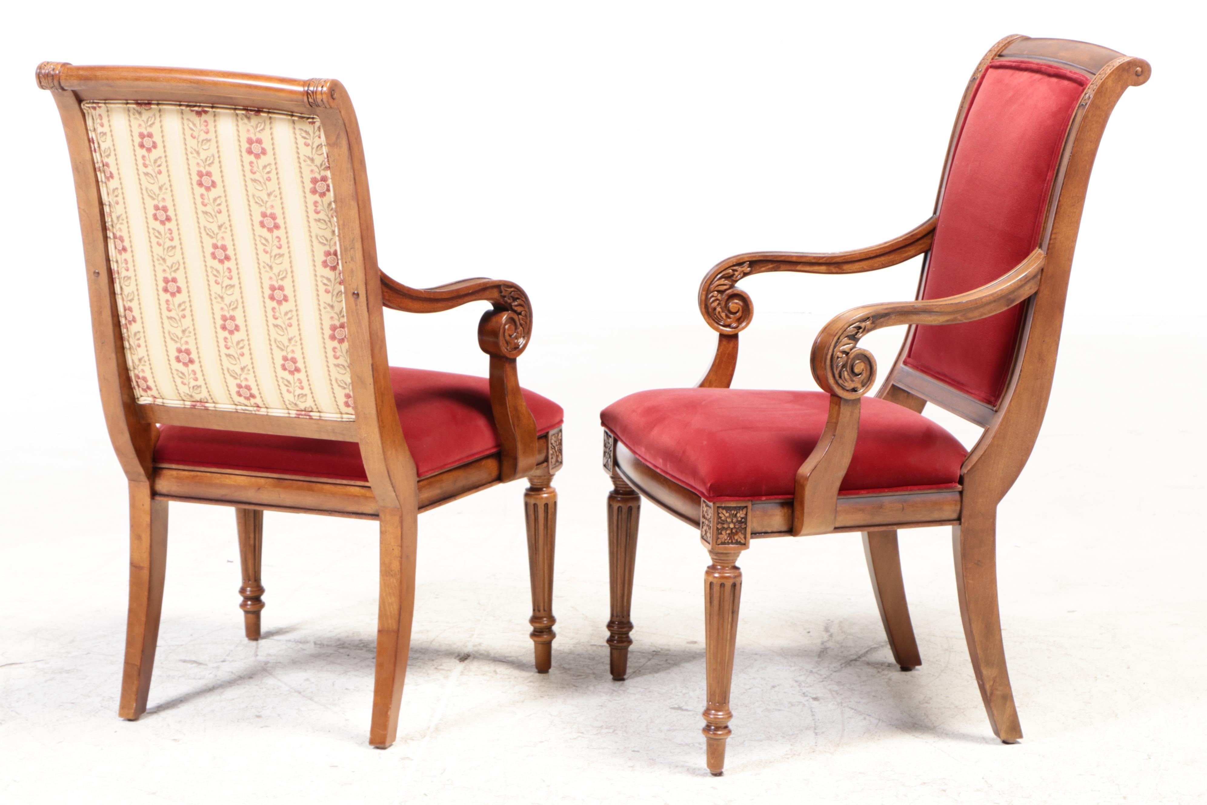 Seven-Piece Ethan Allen "Townhouse" Hardwood and Custom-Upholstered Dining Set