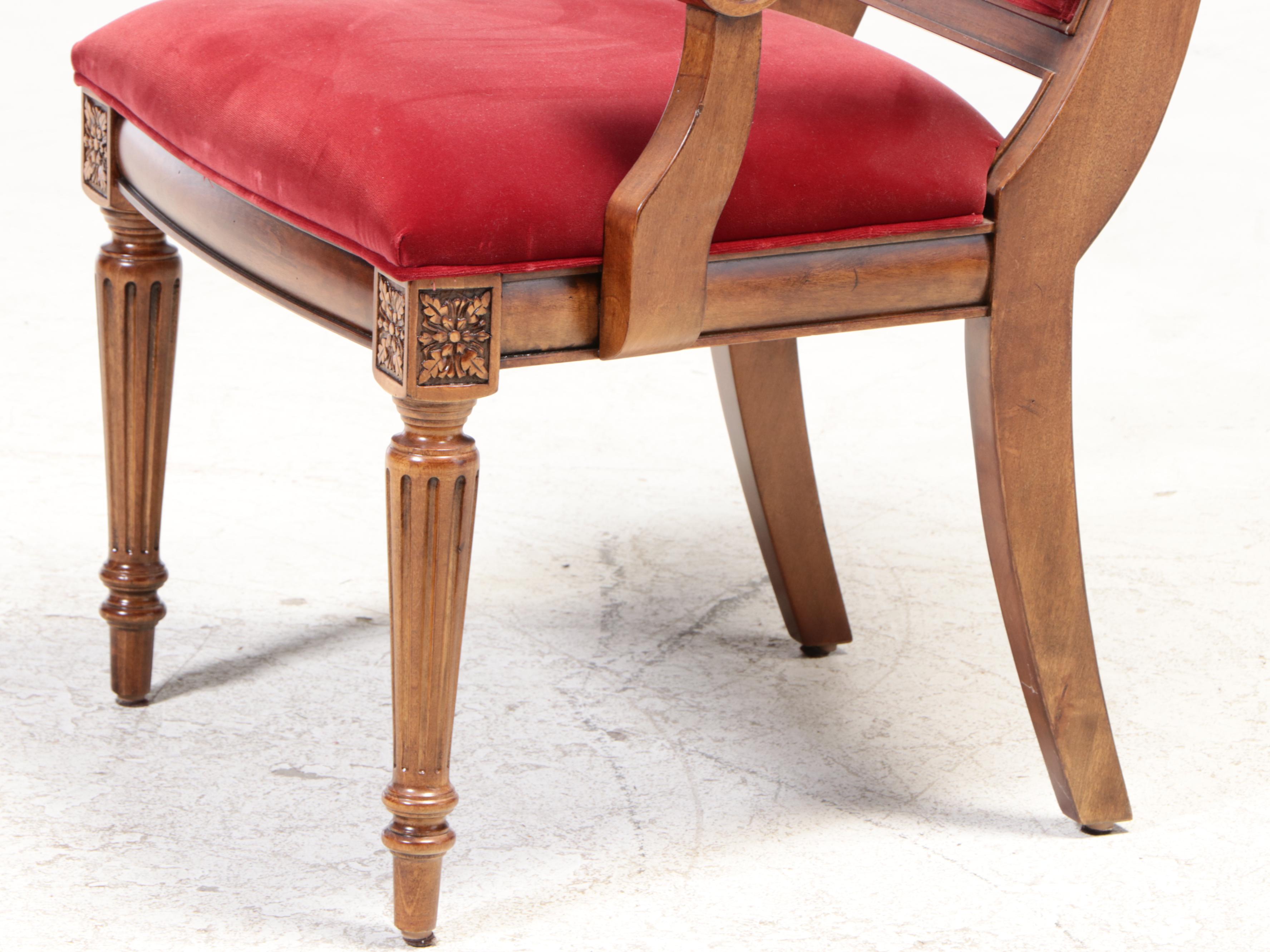 Seven-Piece Ethan Allen "Townhouse" Hardwood and Custom-Upholstered Dining Set