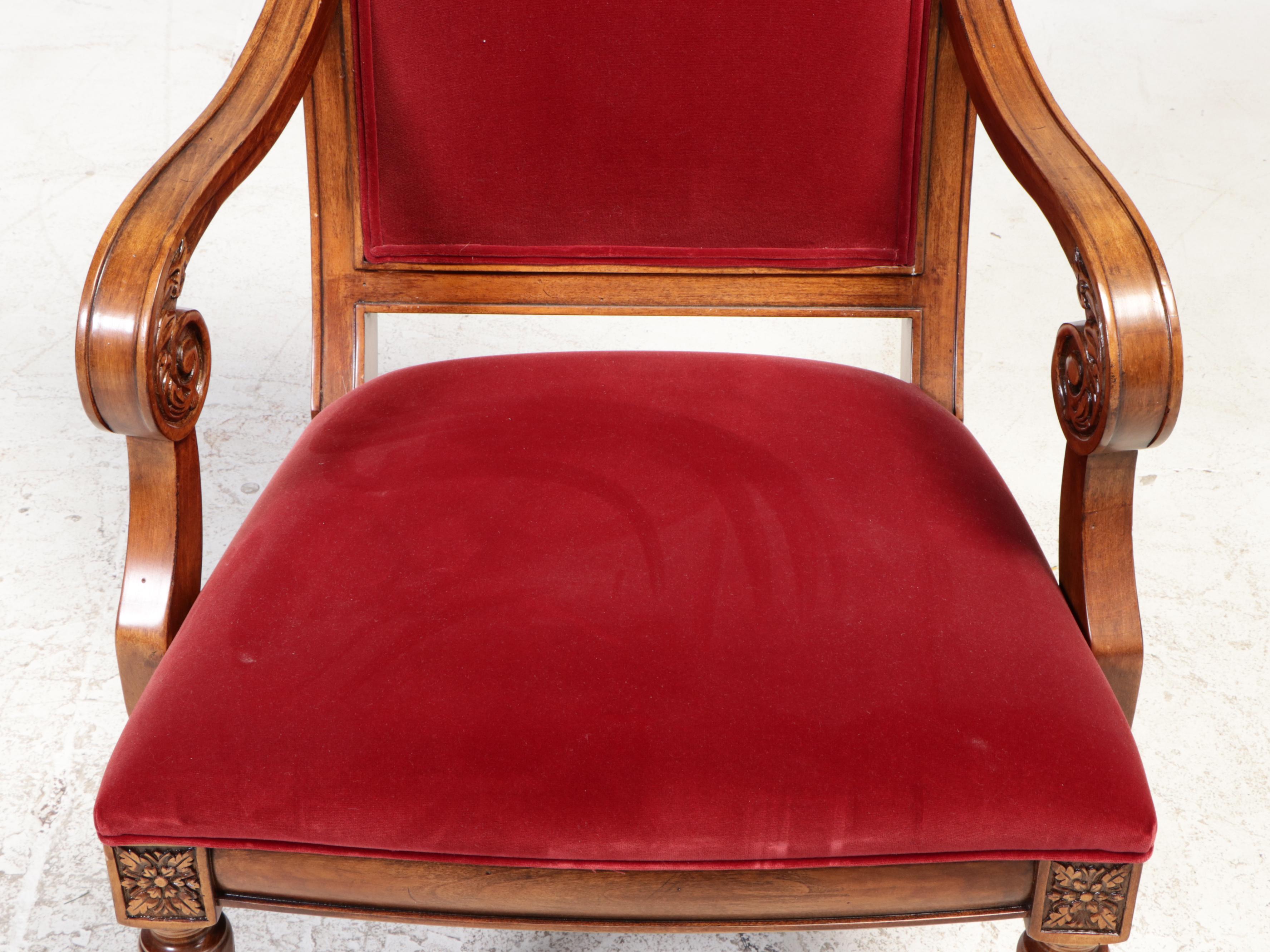 Seven-Piece Ethan Allen "Townhouse" Hardwood and Custom-Upholstered Dining Set