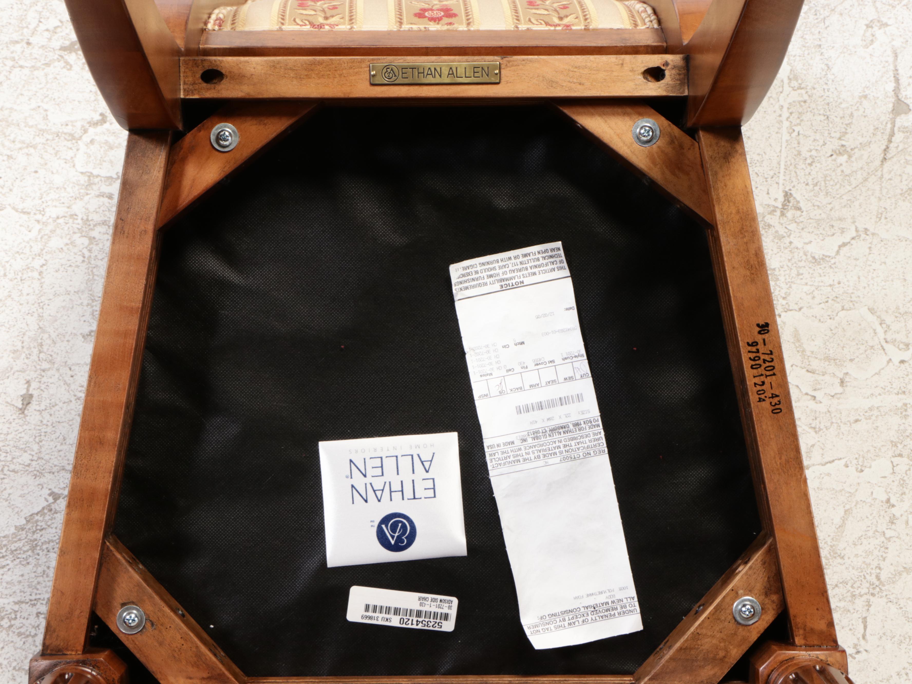 Seven-Piece Ethan Allen "Townhouse" Hardwood and Custom-Upholstered Dining Set