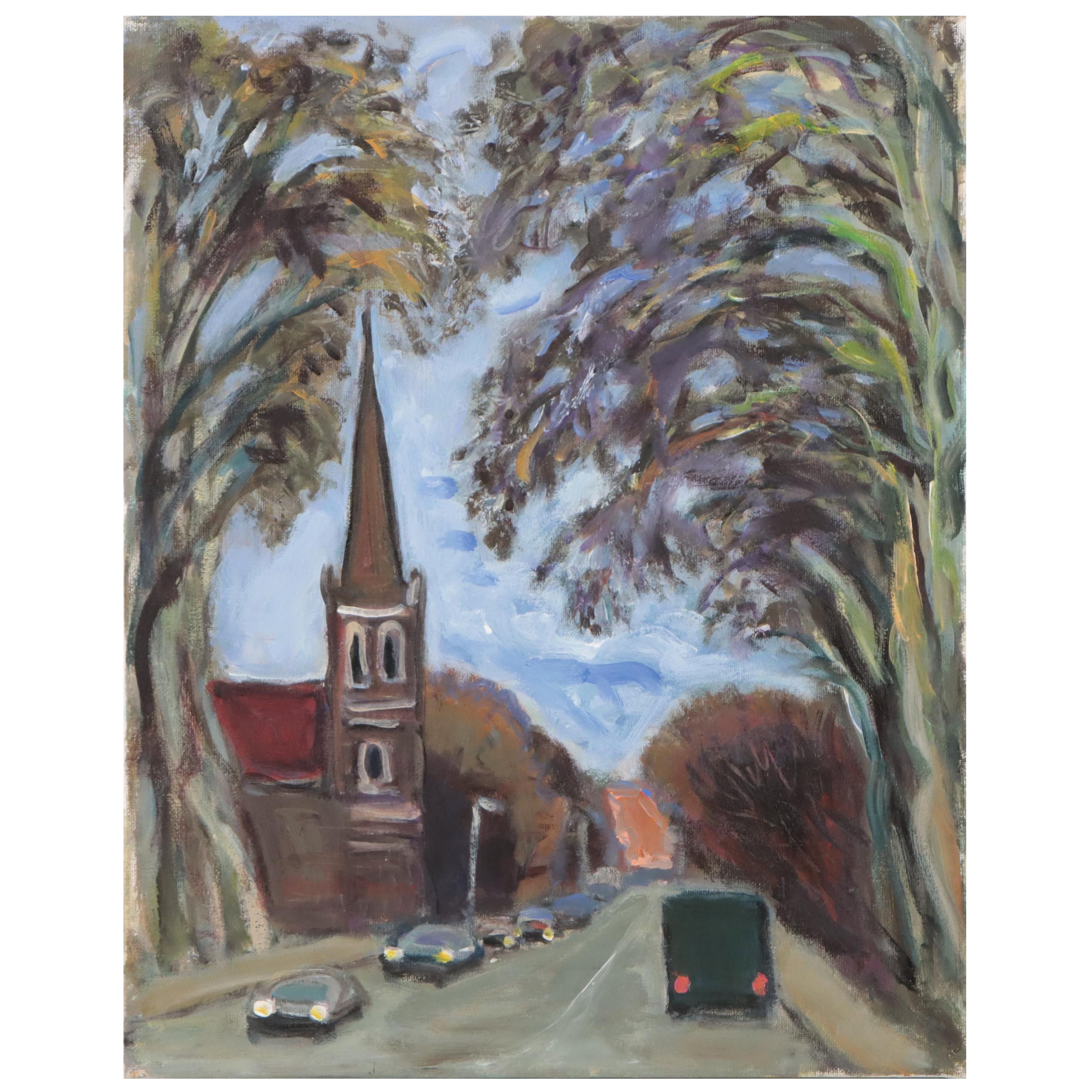 Marina Mozhayeva Street View Acrylic Painting, 21st Century